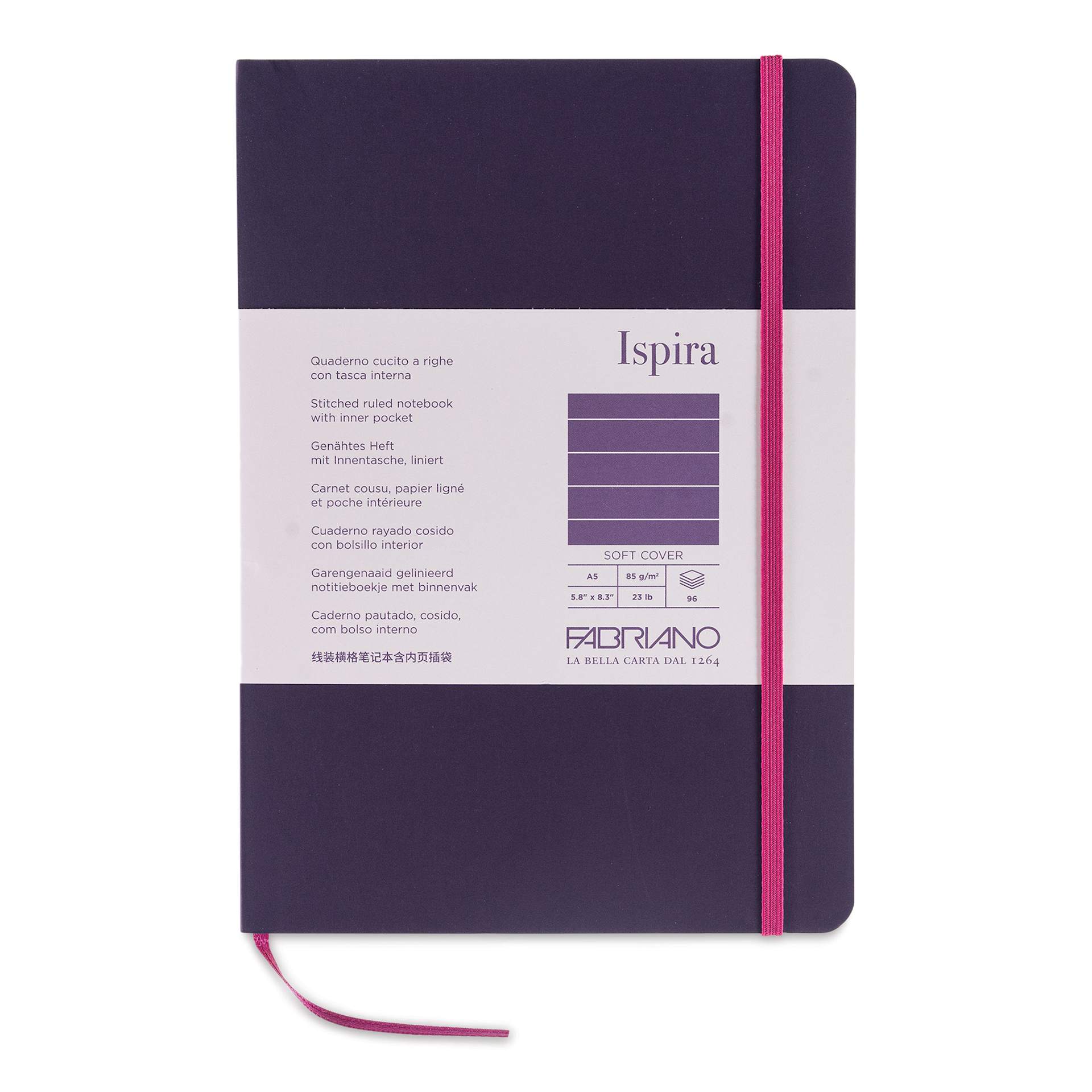 Fabriano Ispira Soft-Cover Notebook - Purple, 5-4/5" x 8-1/4", Ruled, front cover