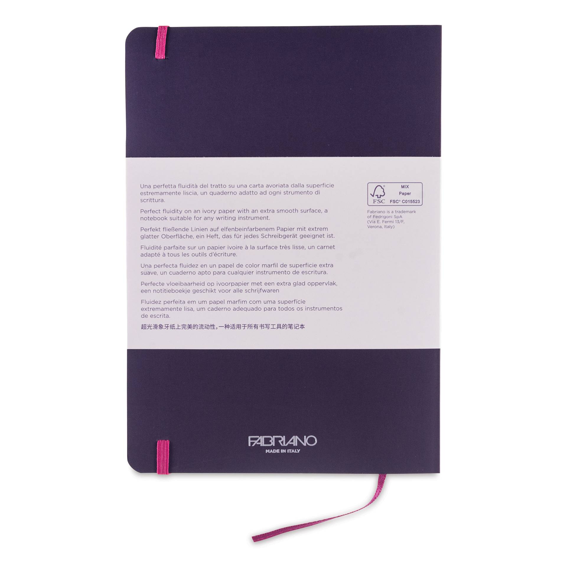Fabriano Ispira Soft-Cover Notebook - Purple, 5-4/5" x 8-1/4", Dot Grid, back cover