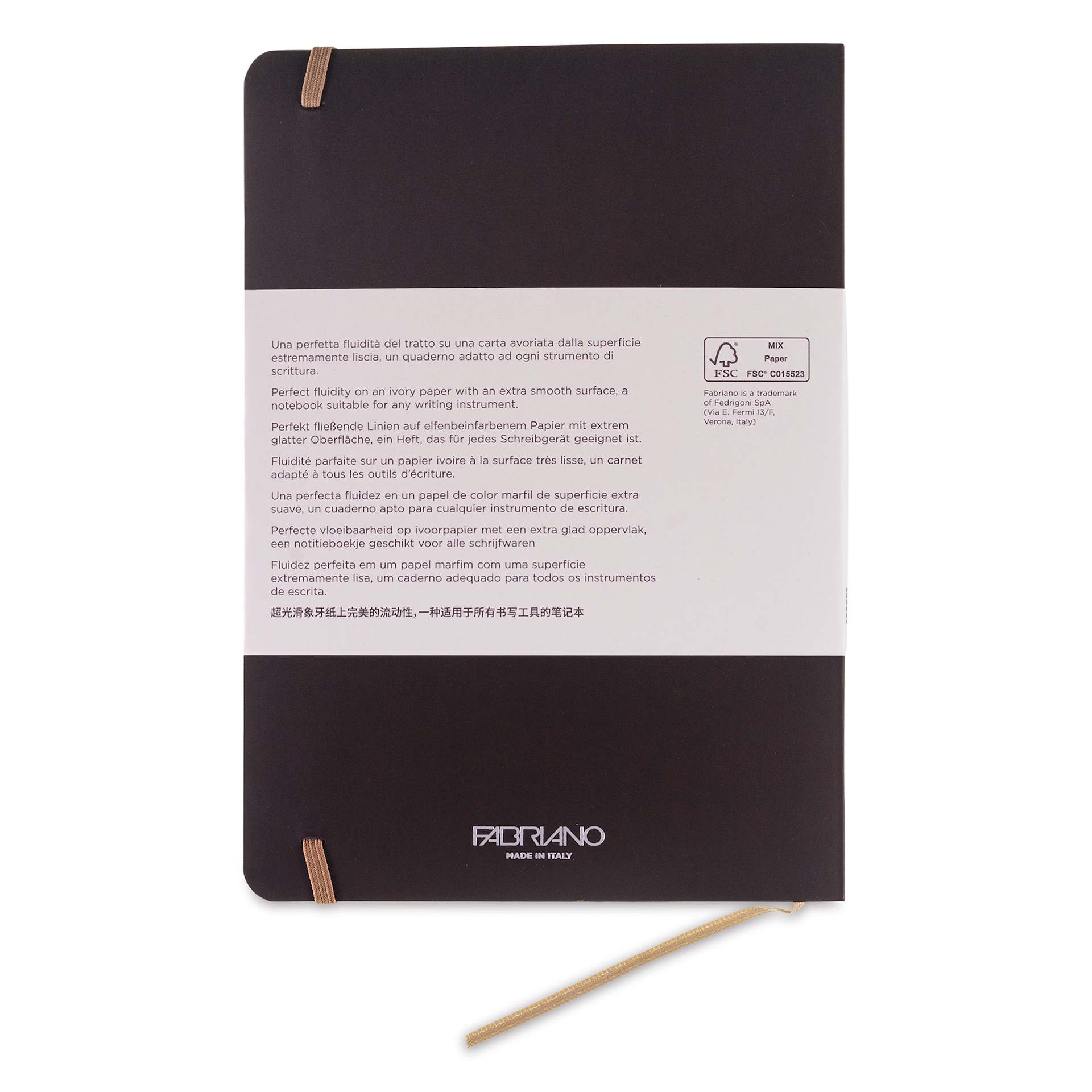 Fabriano Ispira Soft-Cover Notebook - Brown, 5-4/5" x 8-1/4", Dot Grid, back cover