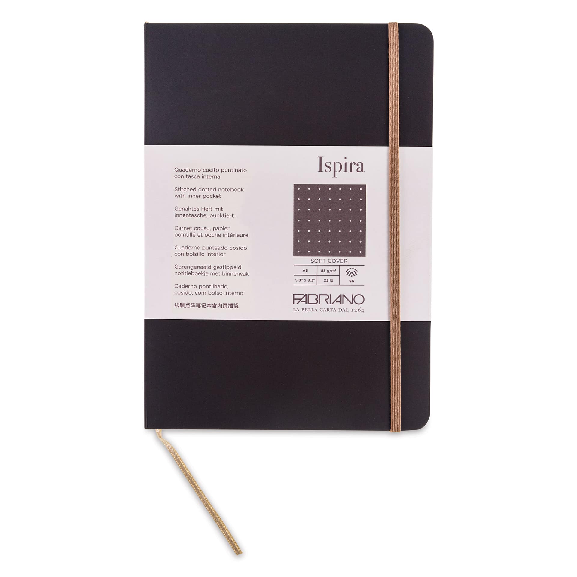 Fabriano Ispira Soft-Cover Notebook - Brown, 5-4/5" x 8-1/4", Dot Grid, front cover
