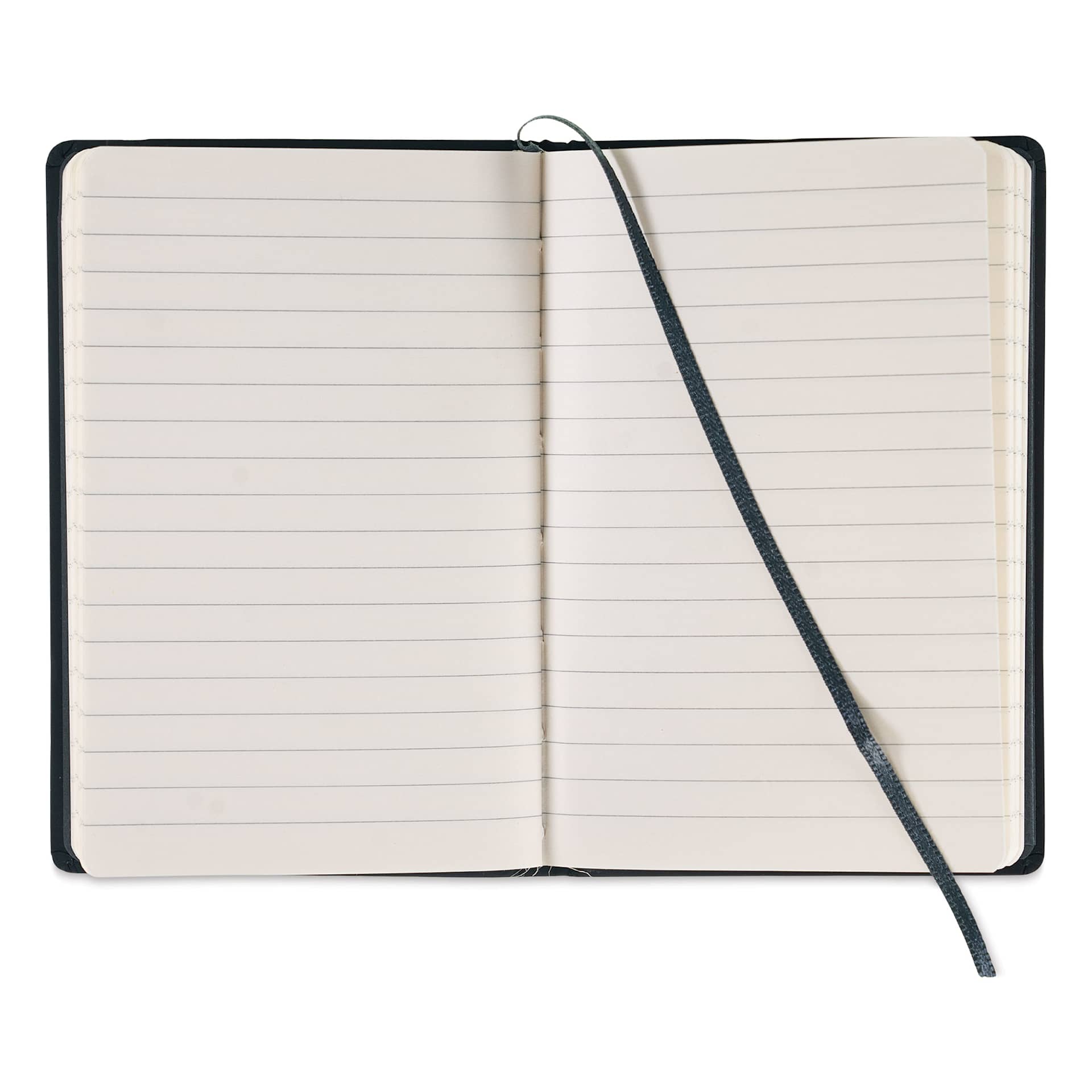 Fabriano Ispira Hard-Cover Notebook - Black, 3-1/2" x 5-1/2", Lined, open