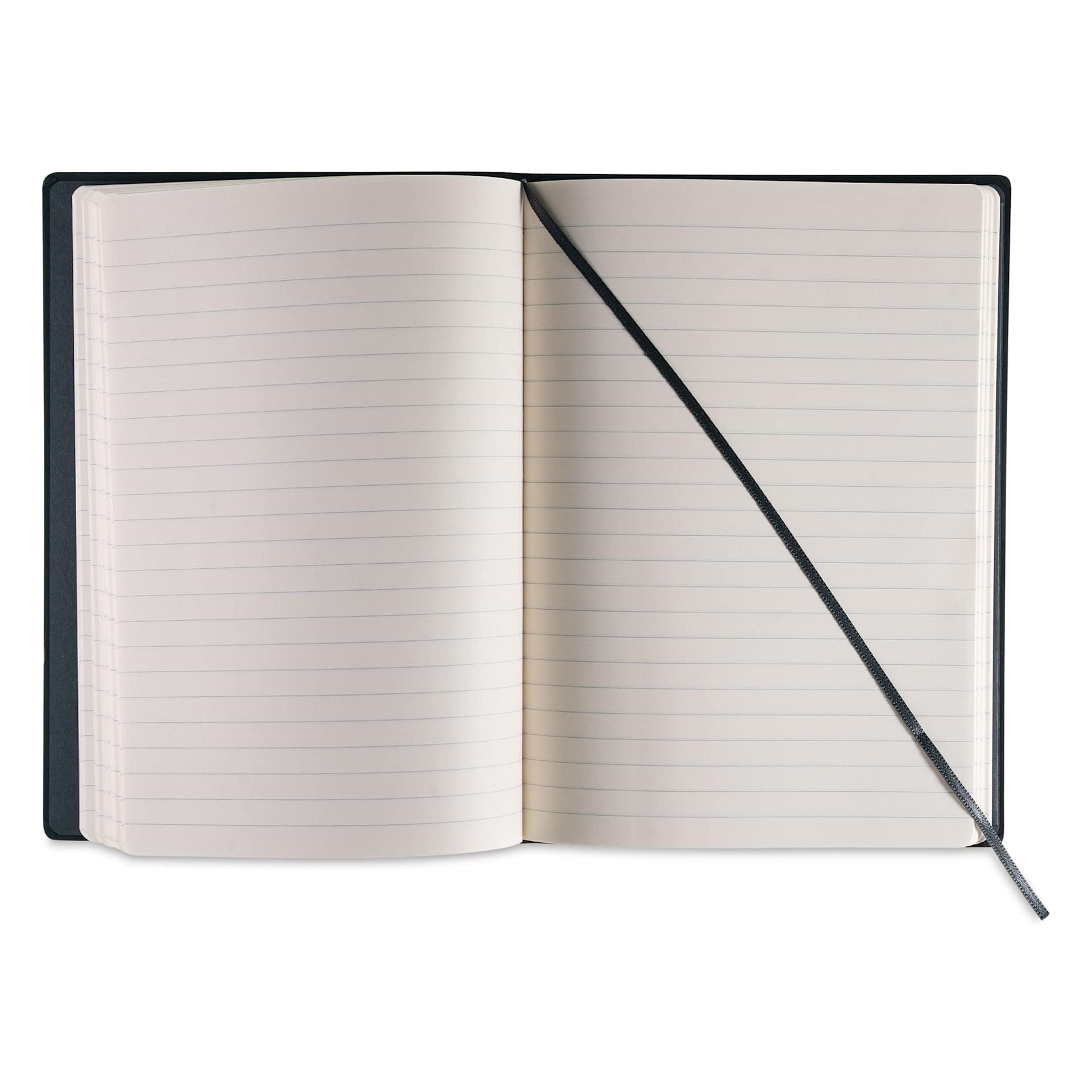 Fabriano Ispira Hard-Cover Notebook - Black, 5-4/5" x 8-1/4", Lined, open