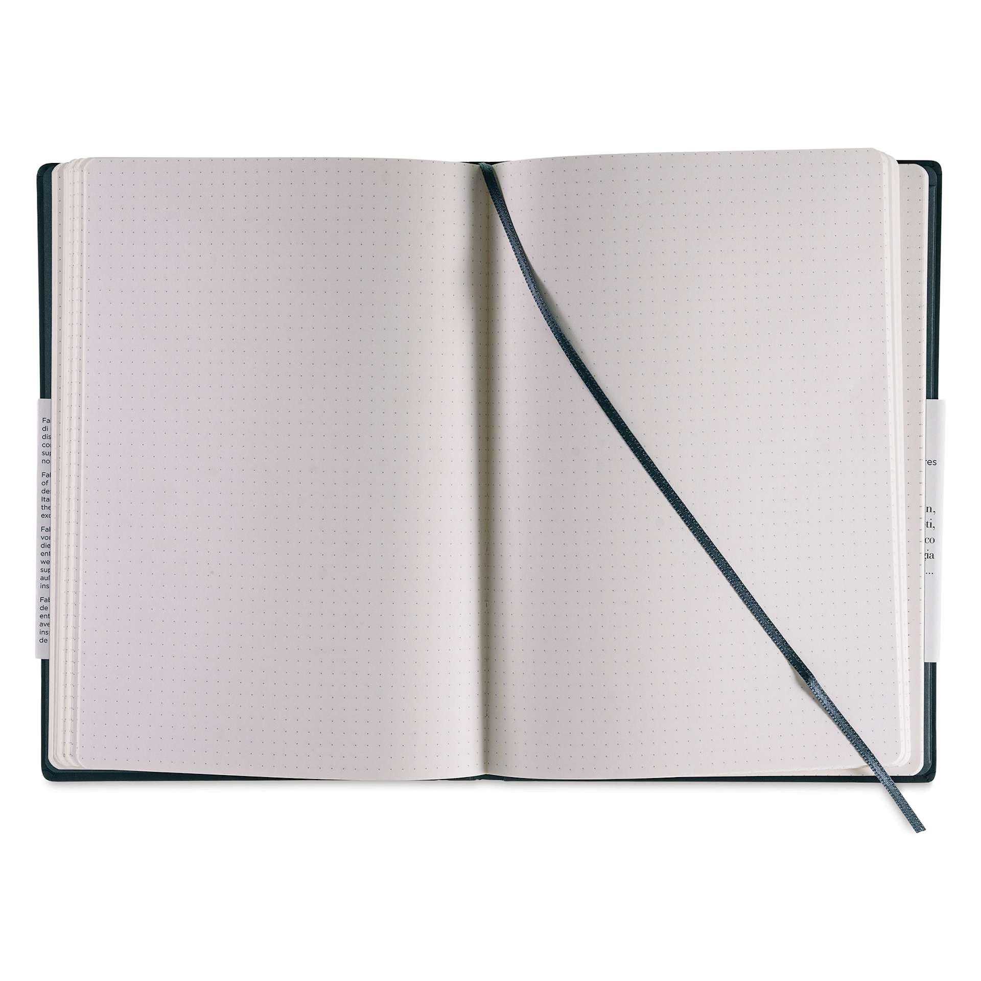 Fabriano Ispira Hard-Cover Notebook - Black, 5-4/5" x 8-1/4", Dot Grid, open