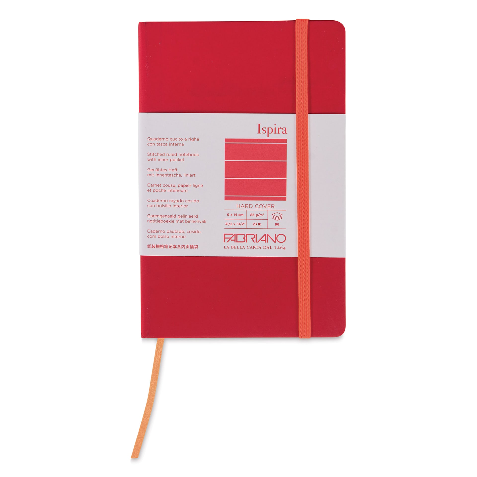 Fabriano Ispira Hard-Cover Notebook - Red, 3-1/2" x 5-1/2", Lined, front cover