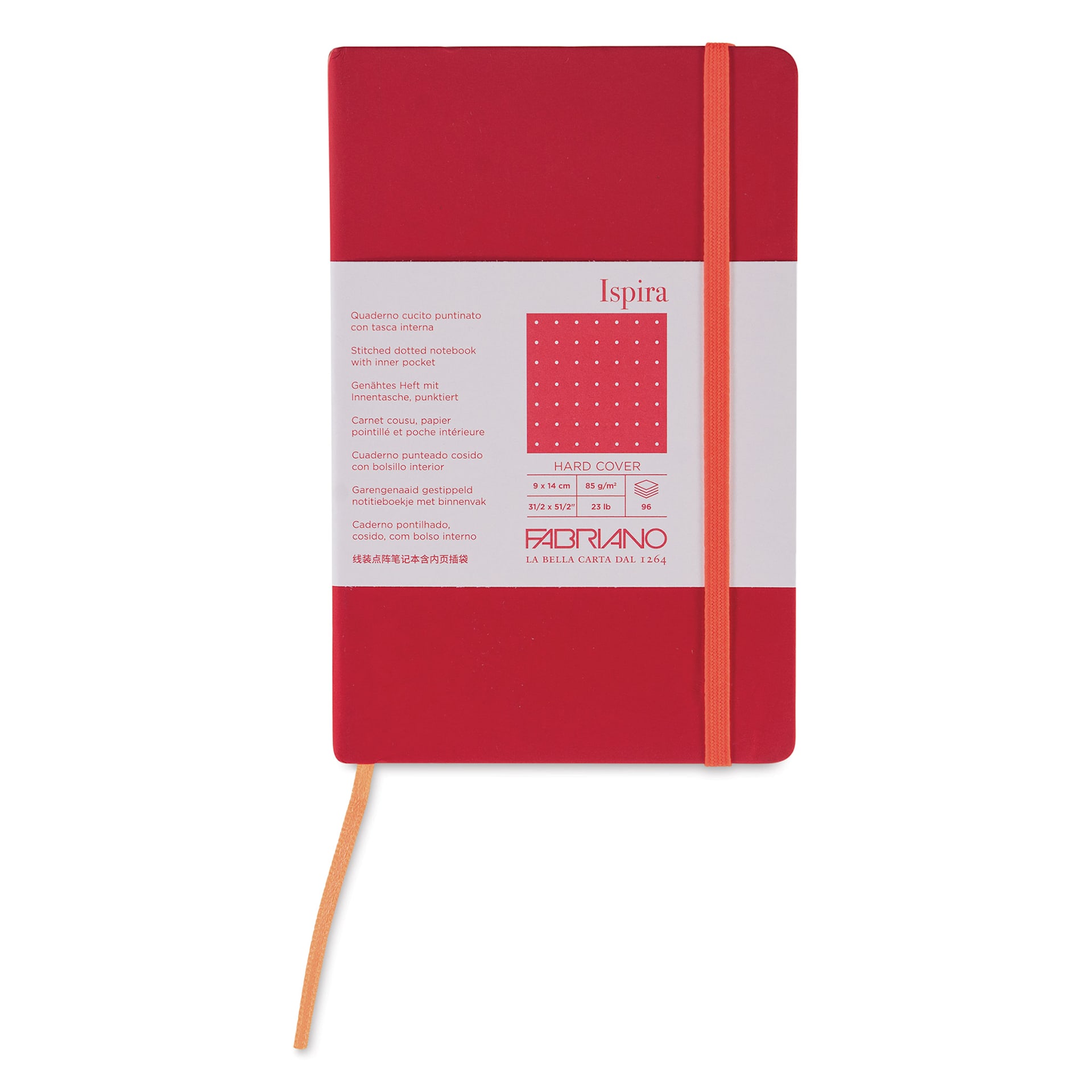 Fabriano Ispira Hard-Cover Notebook - Red, 3-1/2" x 5-1/2", Dot Grid