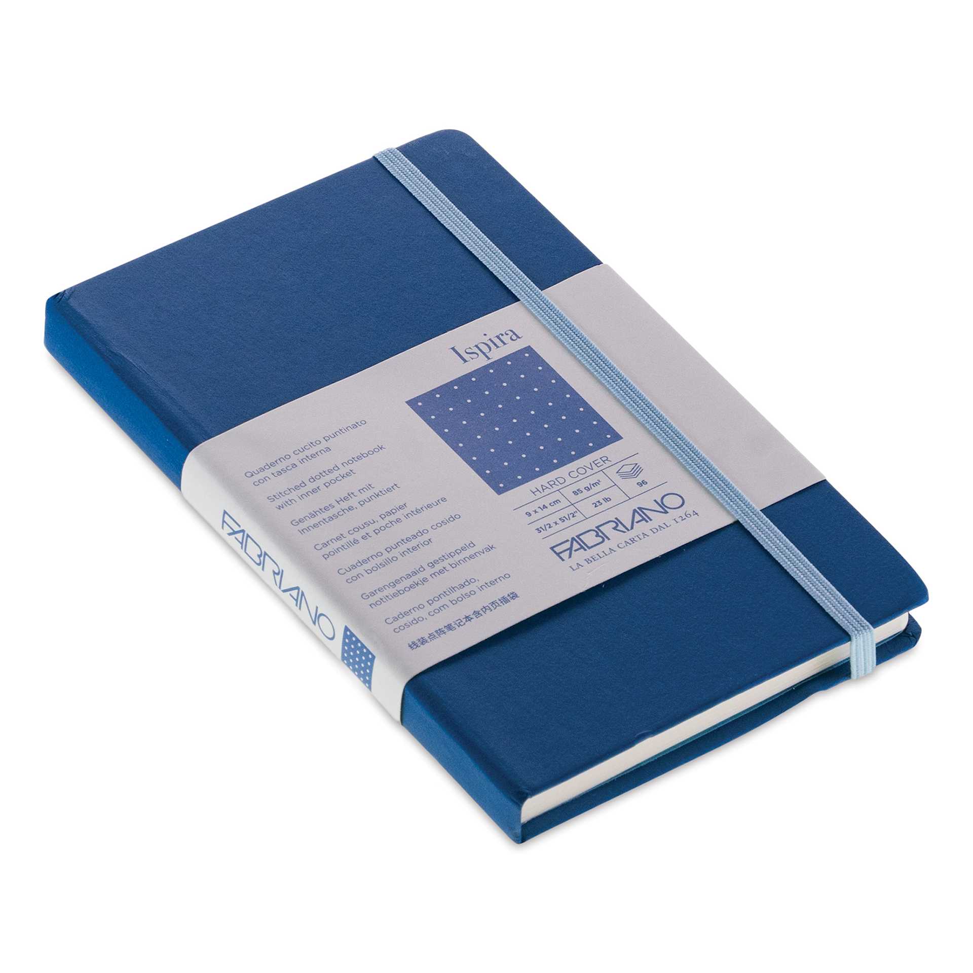 Fabriano Ispira Hard-Cover Notebook - Blue, 3-1/2" x 5-1/2", Dot Grid