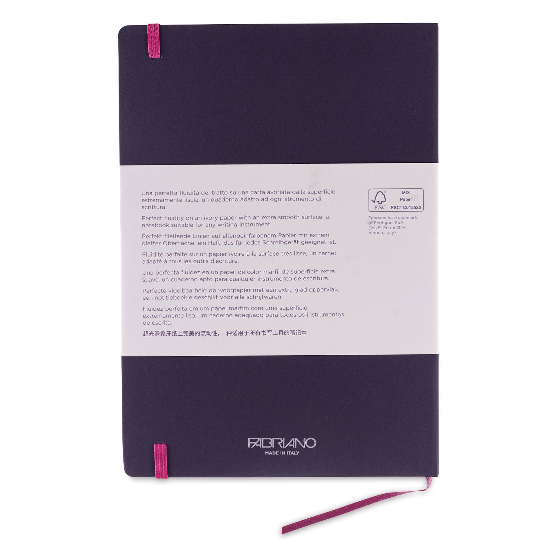 Fabriano Ispira Hard-Cover Notebook - Purple, 5-4/5" x 8-1/4", Lined, back cover