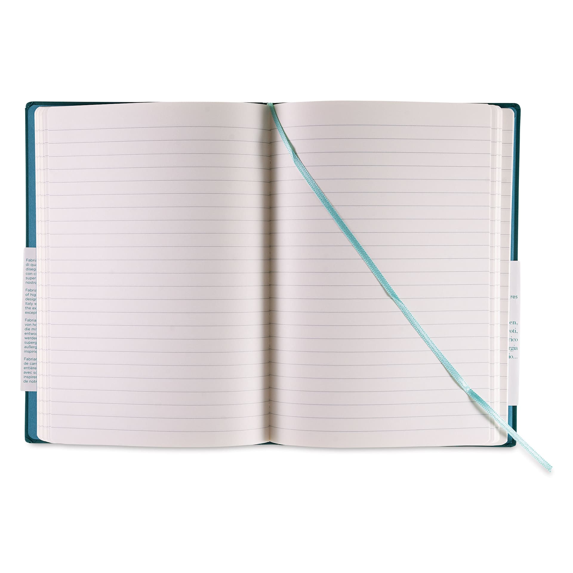 Fabriano Ispira Hard-Cover Notebook - Green, 3-1/2" x 5-1/2", Lined, open