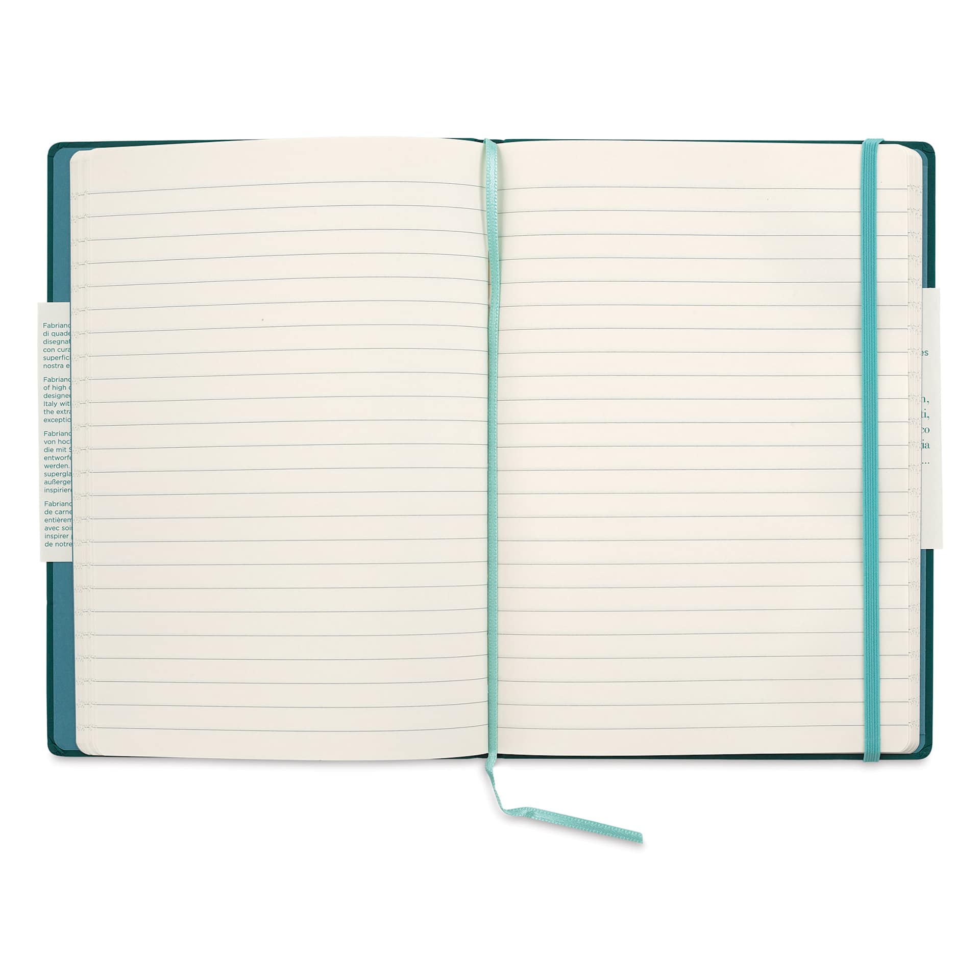 Fabriano Ispira Hard-Cover Notebook - Green, 5-4/5" x 8-1/4", Lined, open