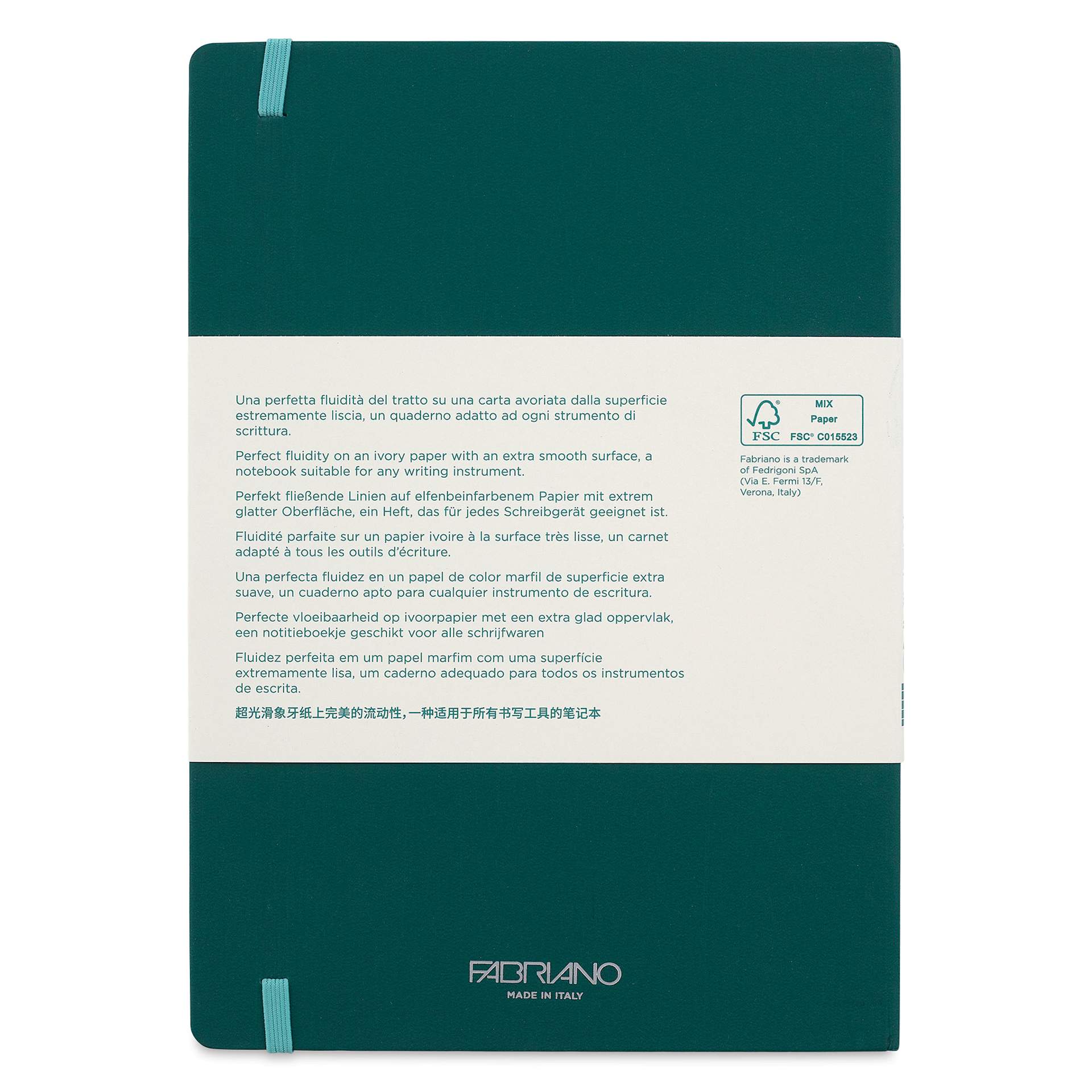 Fabriano Ispira Hard-Cover Notebook - Green, 5-4/5" x 8-1/4", Lined, back cover