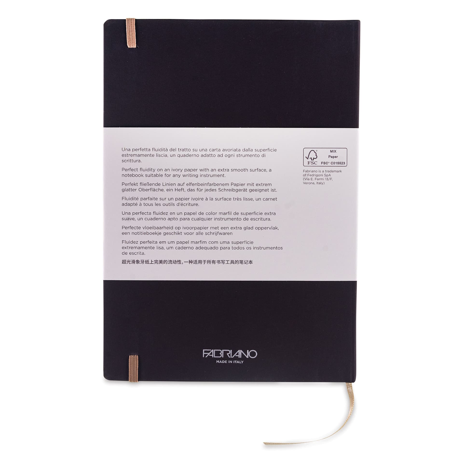 Fabriano Ispira Hard-Cover Notebook - Brown, 5-4/5" x 8-1/4", Lined, back cover