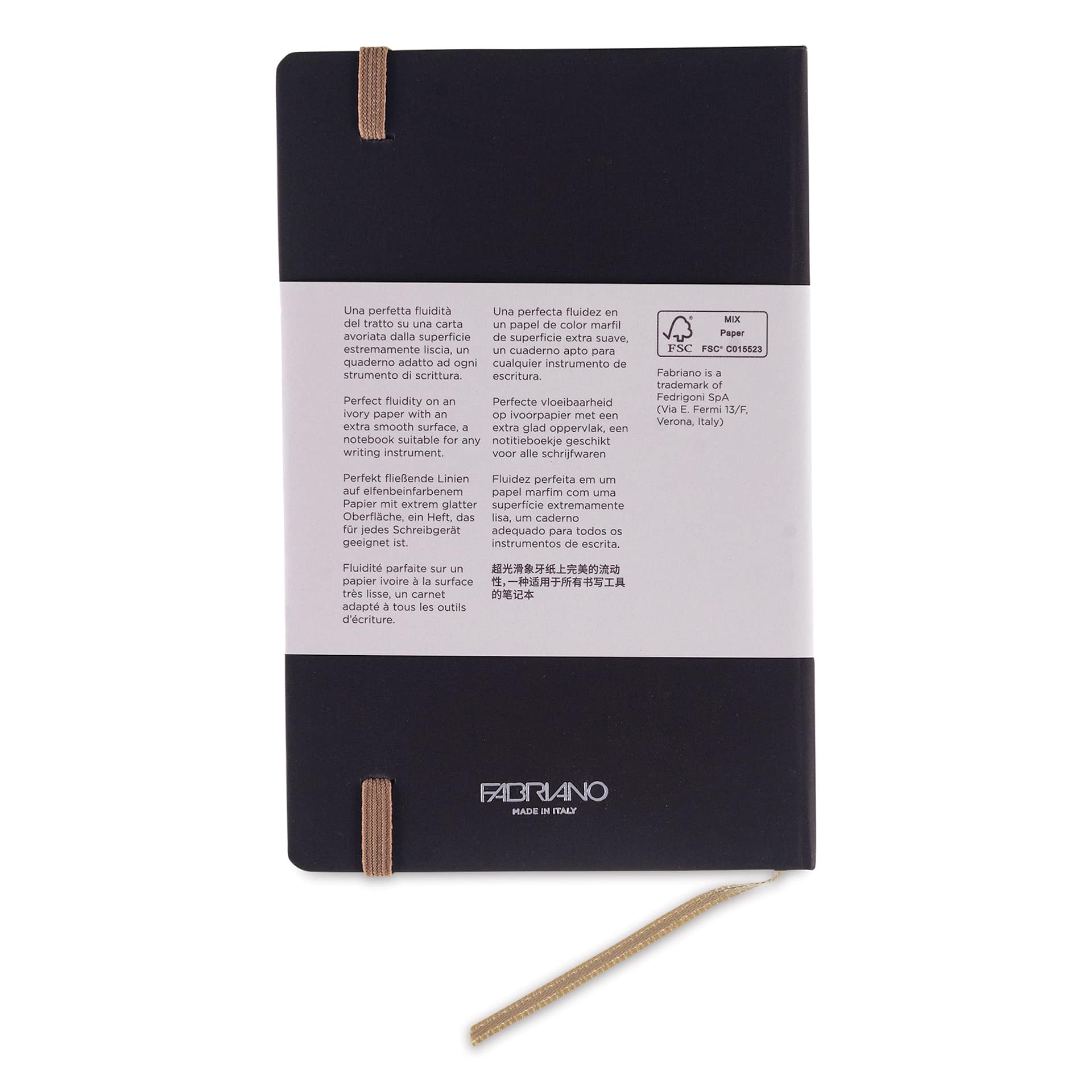 Fabriano Ispira Hard-Cover Notebook - Brown, 3-1/2" x 5-1/2", Dot Grid, back cover