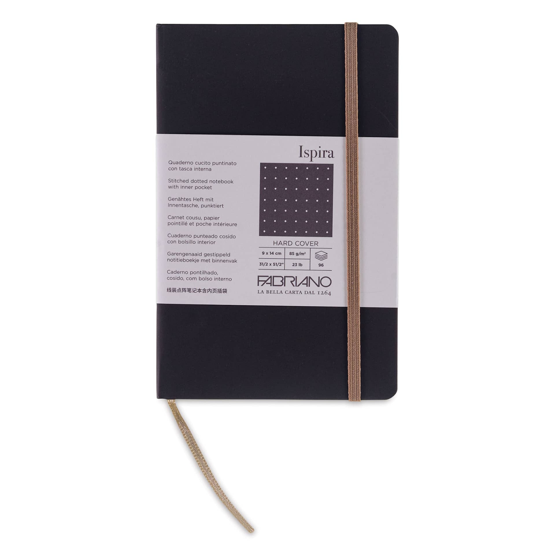 Fabriano Ispira Hard-Cover Notebook - Brown, 3-1/2" x 5-1/2", Dot Grid, front cover