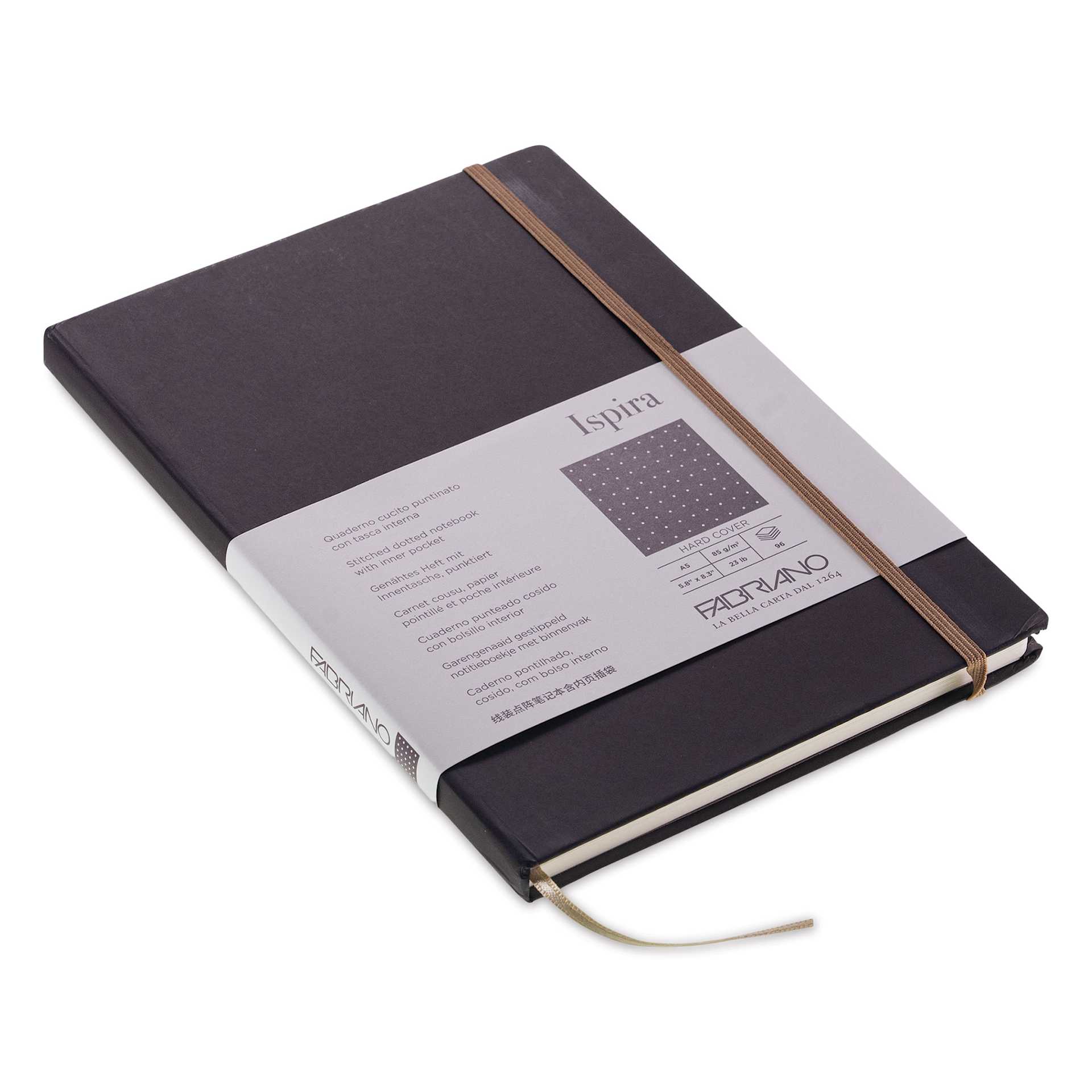 Fabriano Ispira Hard-Cover Notebook - Brown, 5-4/5" x 8-1/4", Dot Grid