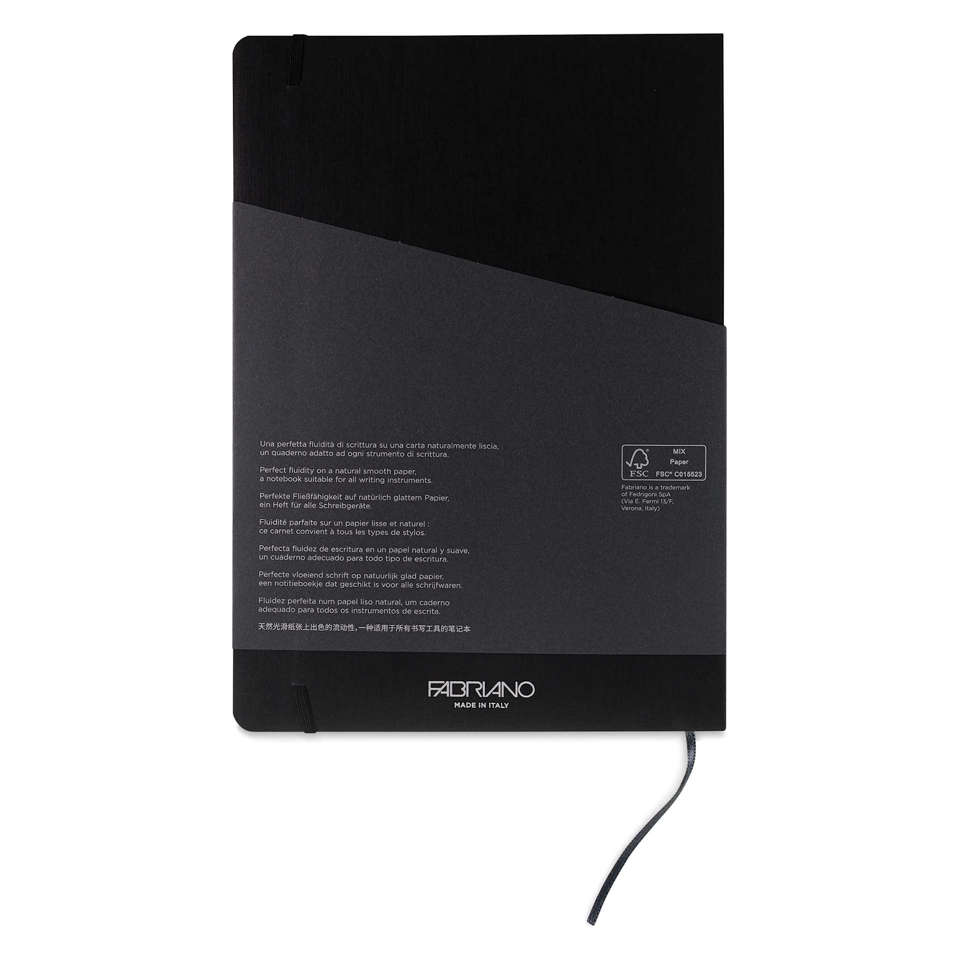 Fabriano EcoQua Plus Stitch-Bound Notebook - Black, 8-1/4" x 11-3/4", Dot Grid, back cover