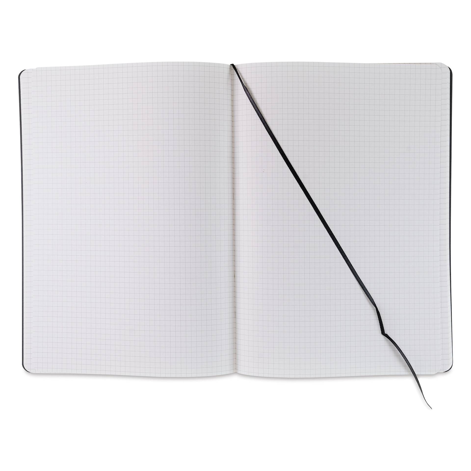 Fabriano EcoQua Plus Stitch-Bound Notebook - Black, 8-1/4" x 11-3/4", Grid, open