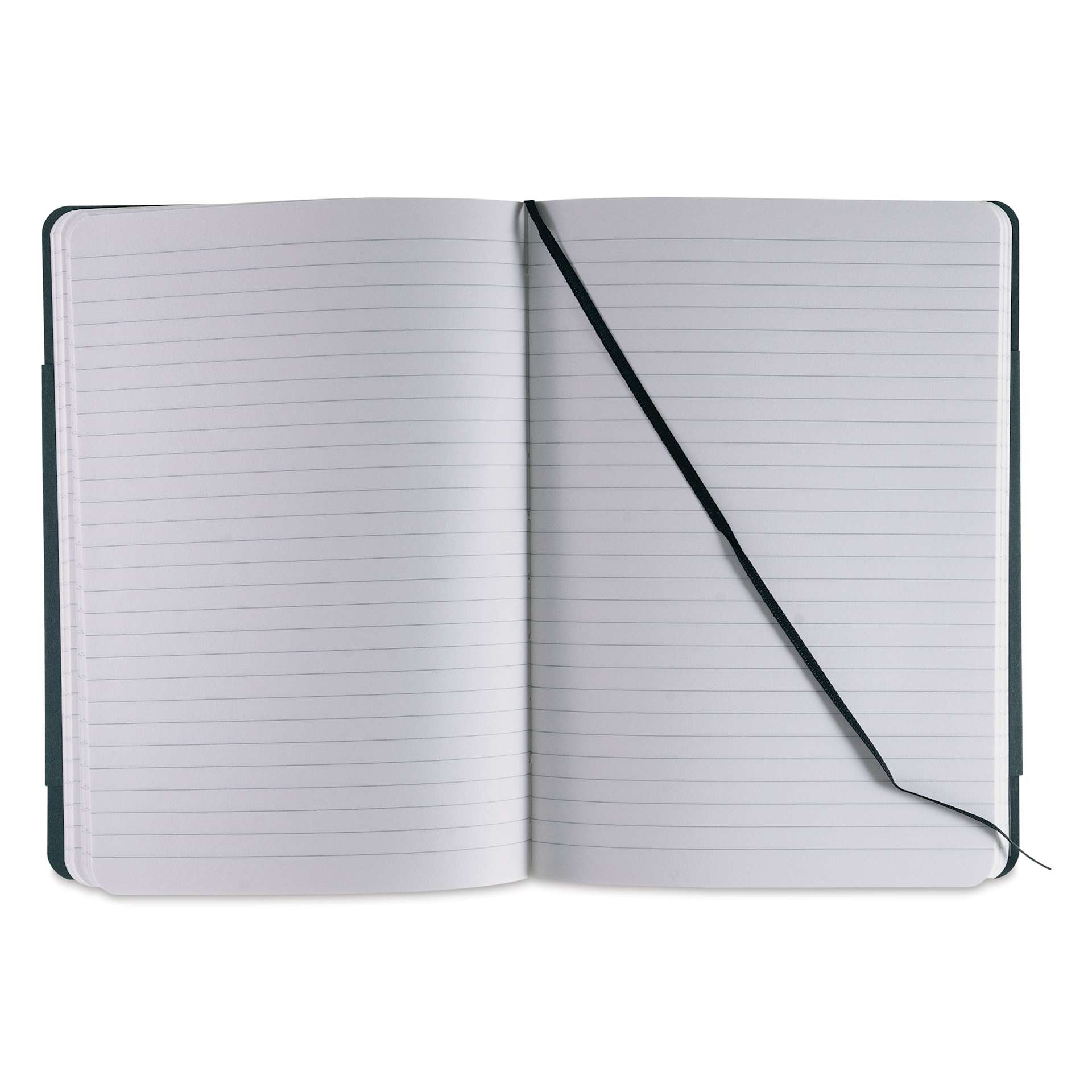 Fabriano EcoQua Plus Stitch-Bound Notebook - Black, 5-4/5" x 8-1/4", Lined, open