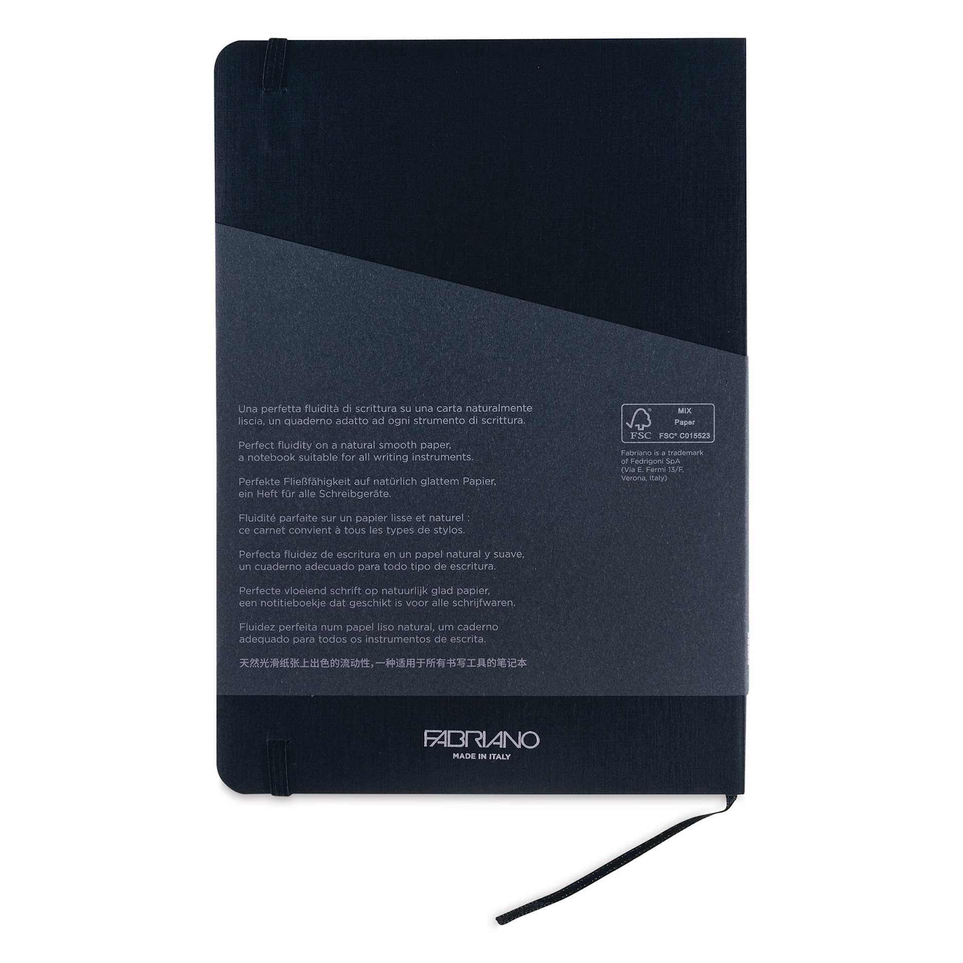 Fabriano EcoQua Plus Stitch-Bound Notebook - Black, 5-4/5" x 8-1/4", Lined, back cover