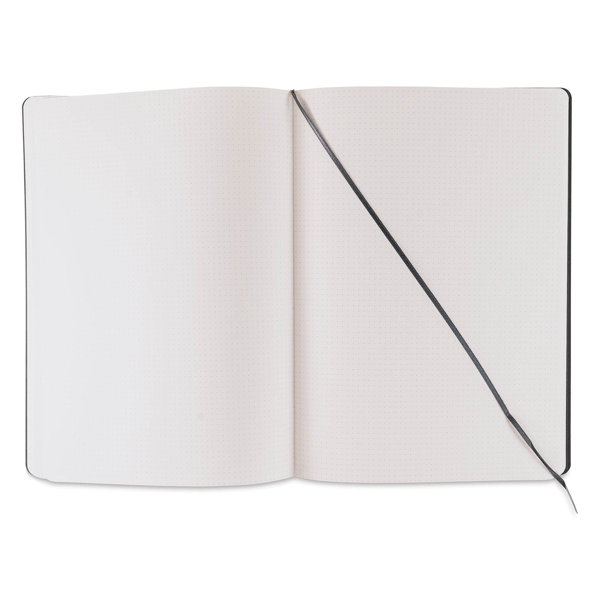 Fabriano EcoQua Plus Stitch-Bound Notebook - Grey, 8-1/4" x 11-3/4", Dot Grid, open