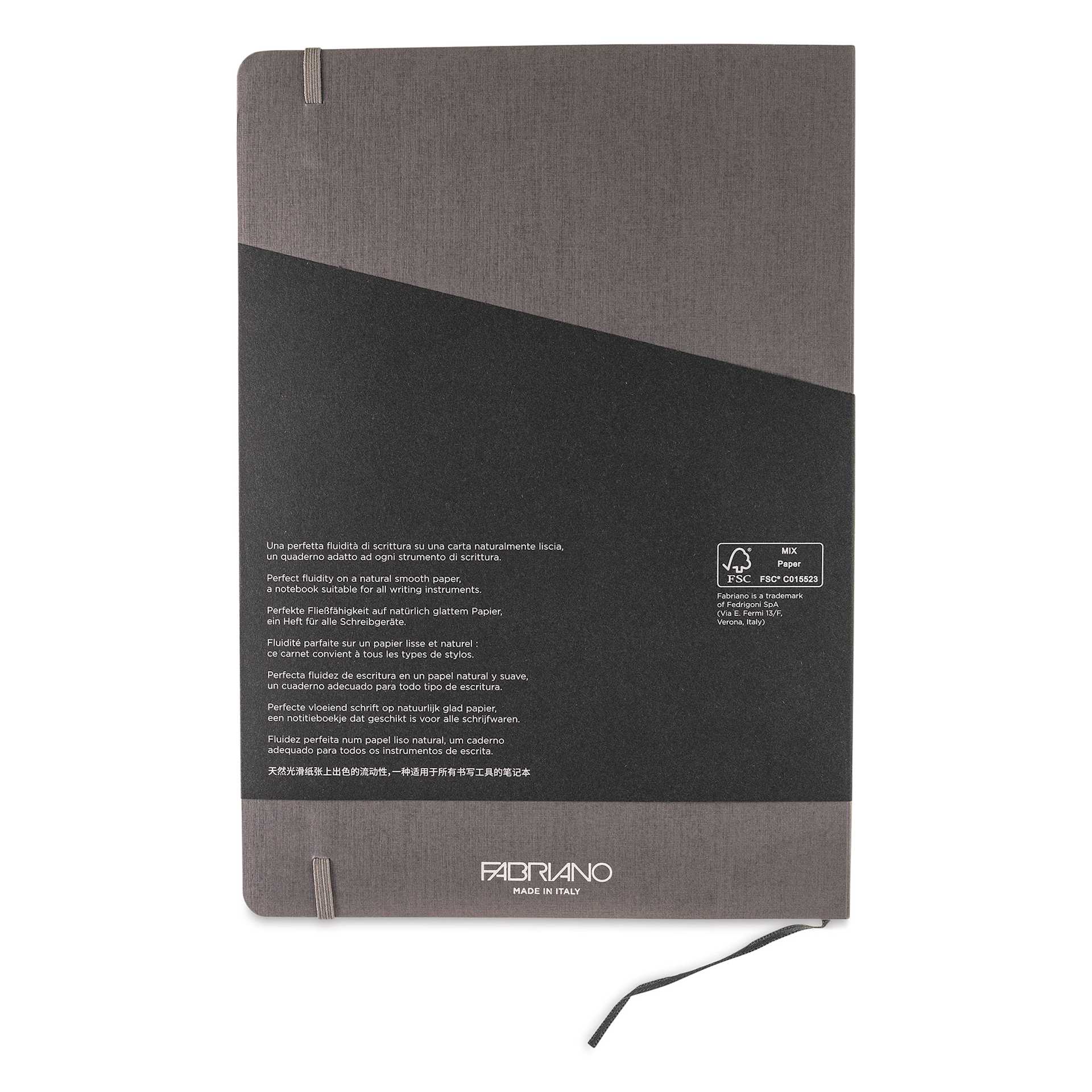 Fabriano EcoQua Plus Stitch-Bound Notebook - Grey, 8-1/4" x 11-3/4", Dot Grid, back cover