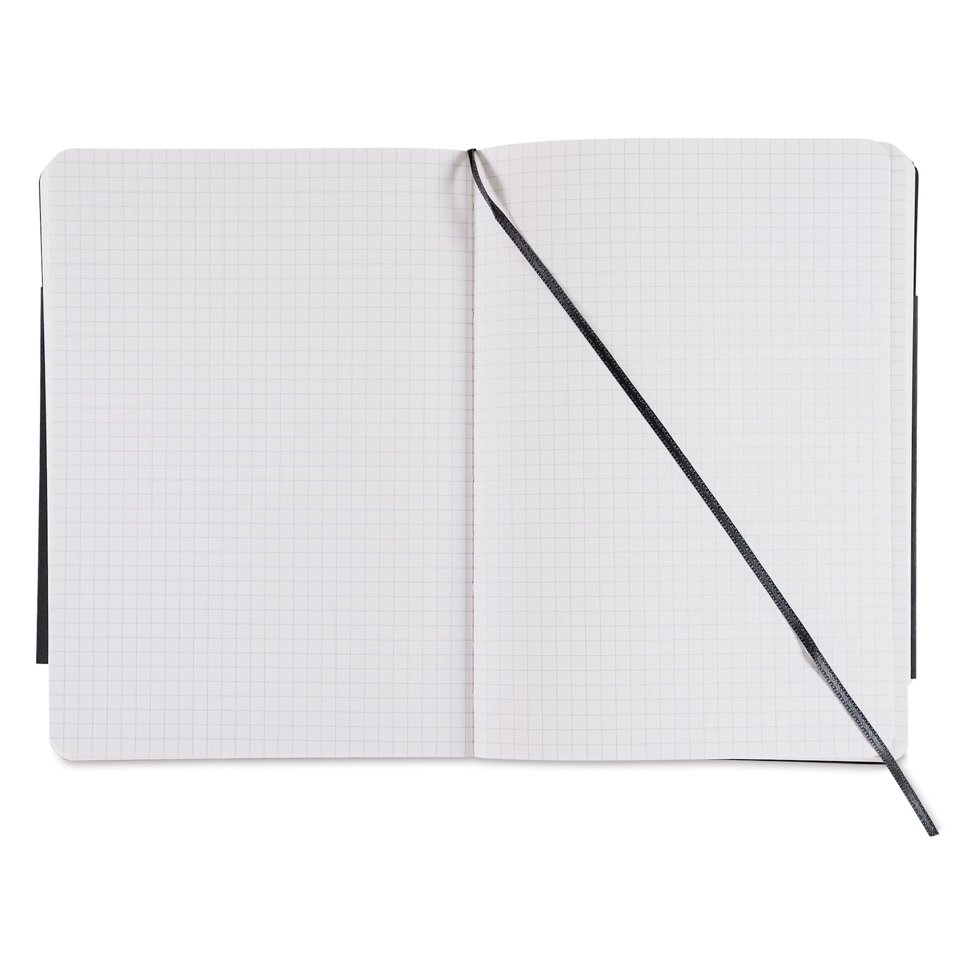 Fabriano EcoQua Plus Stitch-Bound Notebook - Grey, 5-4/5" x 8-1/4", Grid, open
