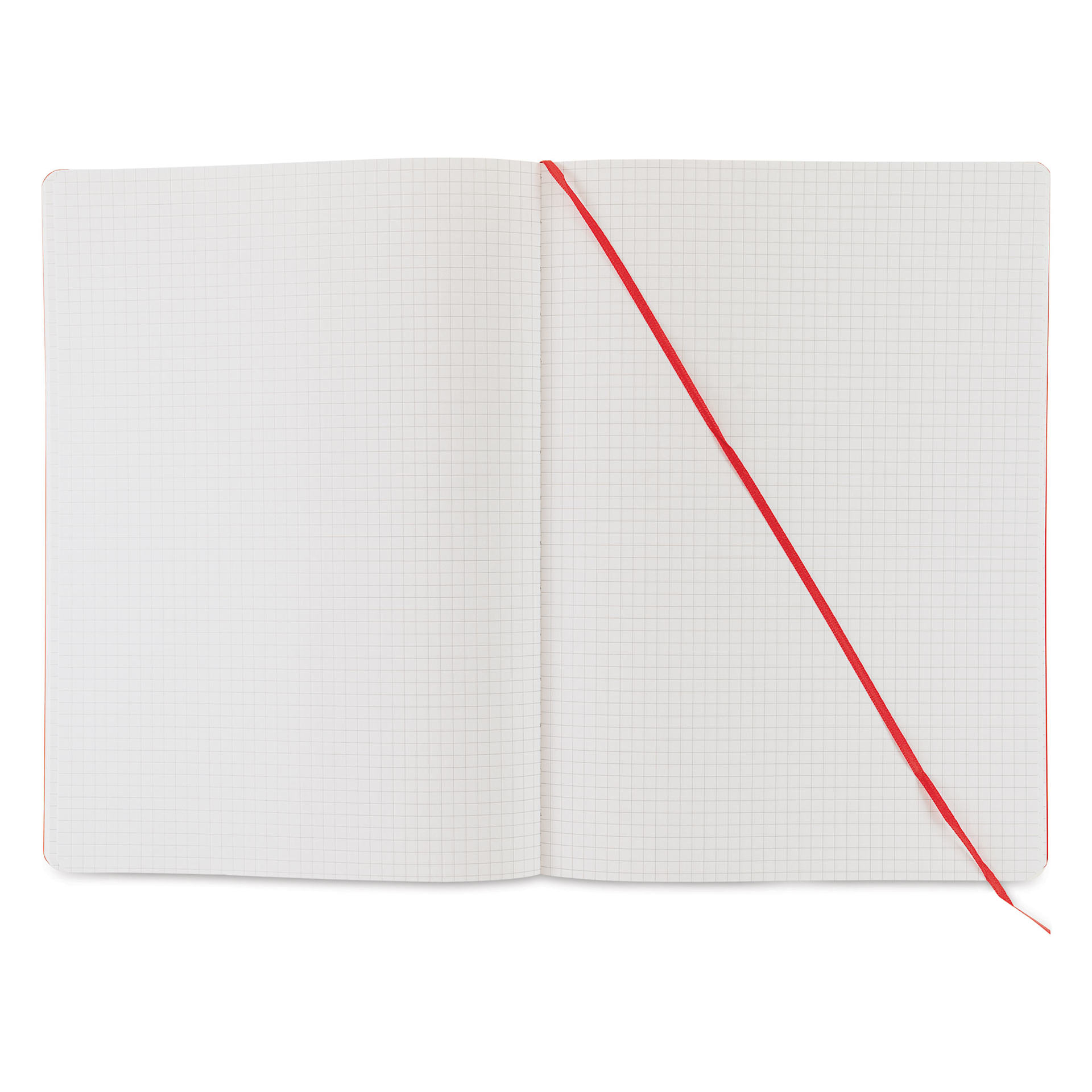 Fabriano EcoQua Plus Stitch-Bound Notebook - Red, 8-1/4" x 11-3/4", Grid, open