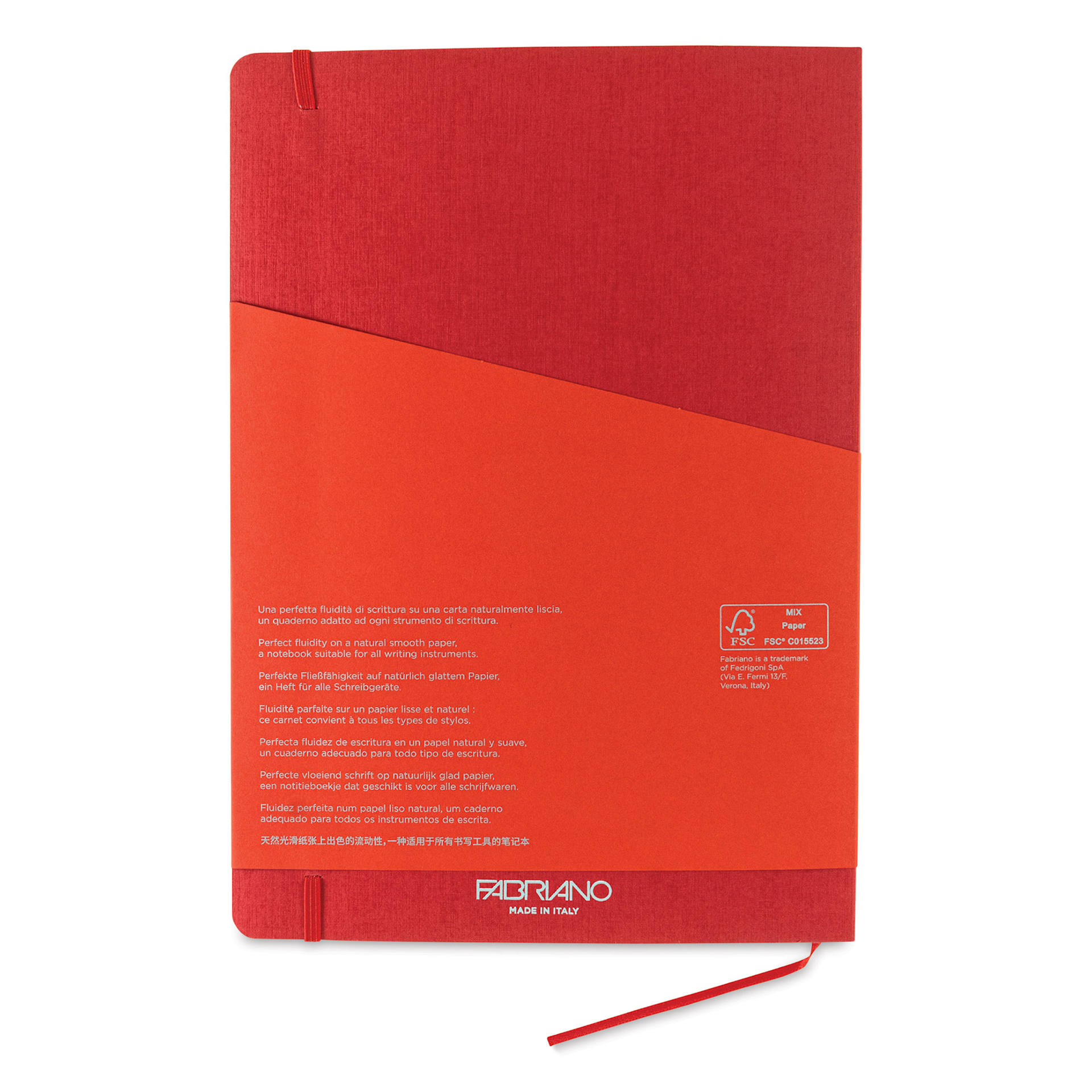 Fabriano EcoQua Plus Stitch-Bound Notebook - Red, 8-1/4" x 11-3/4", Grid, back cover