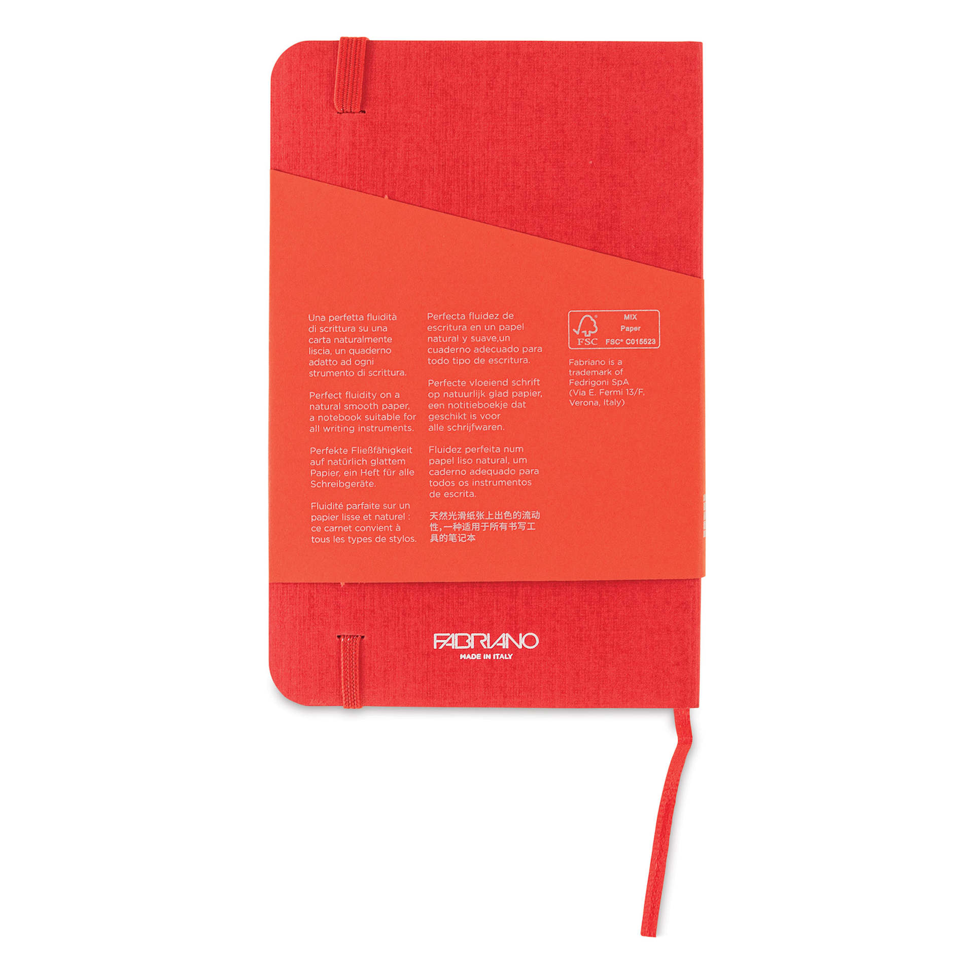 Fabriano EcoQua Plus Stitch-Bound Notebook - Red, 3-1/2" x 5-1/2", Grid, back cover