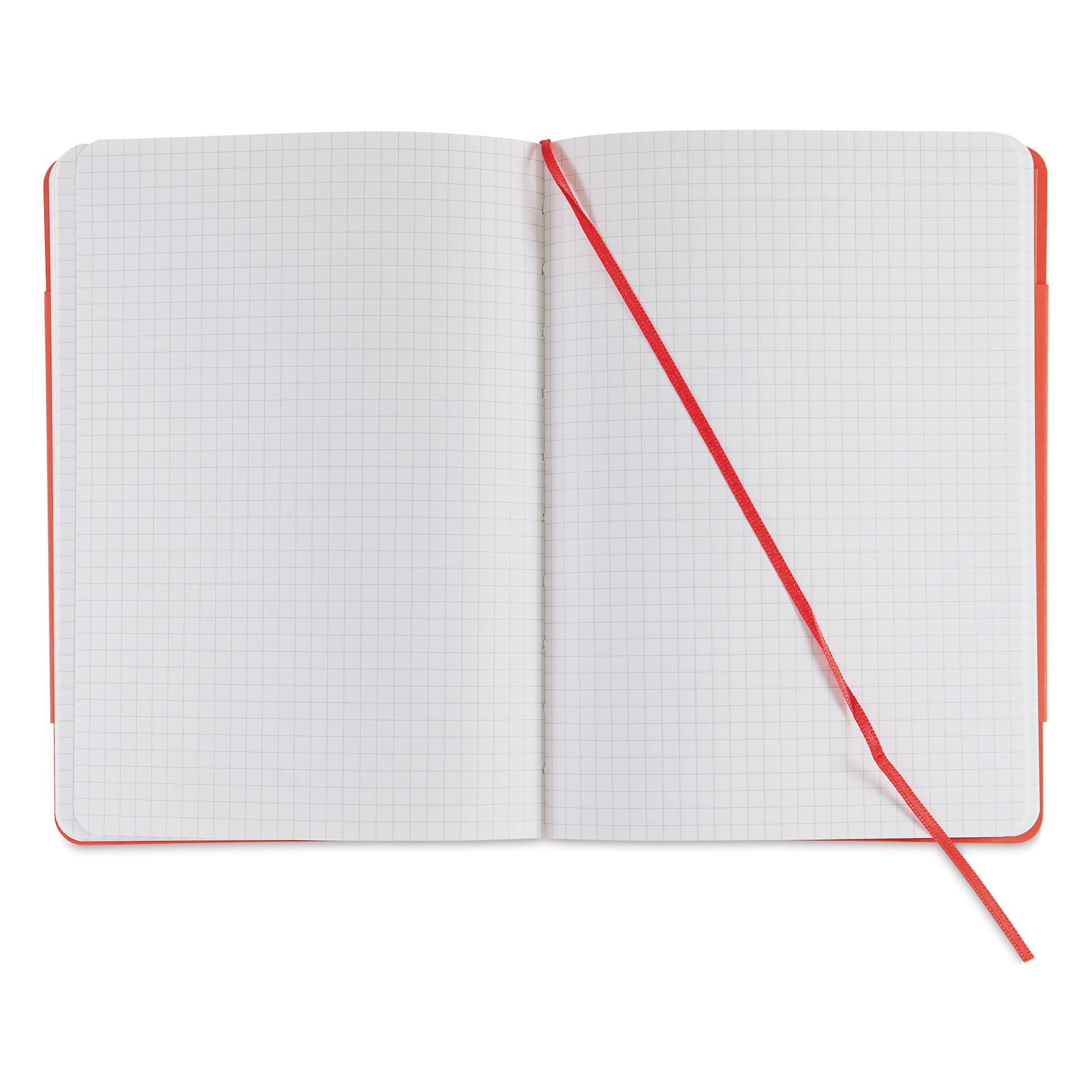 Fabriano EcoQua Plus Stitch-Bound Notebook - Red, 5-4/5" x 8-1/4", Grid, open