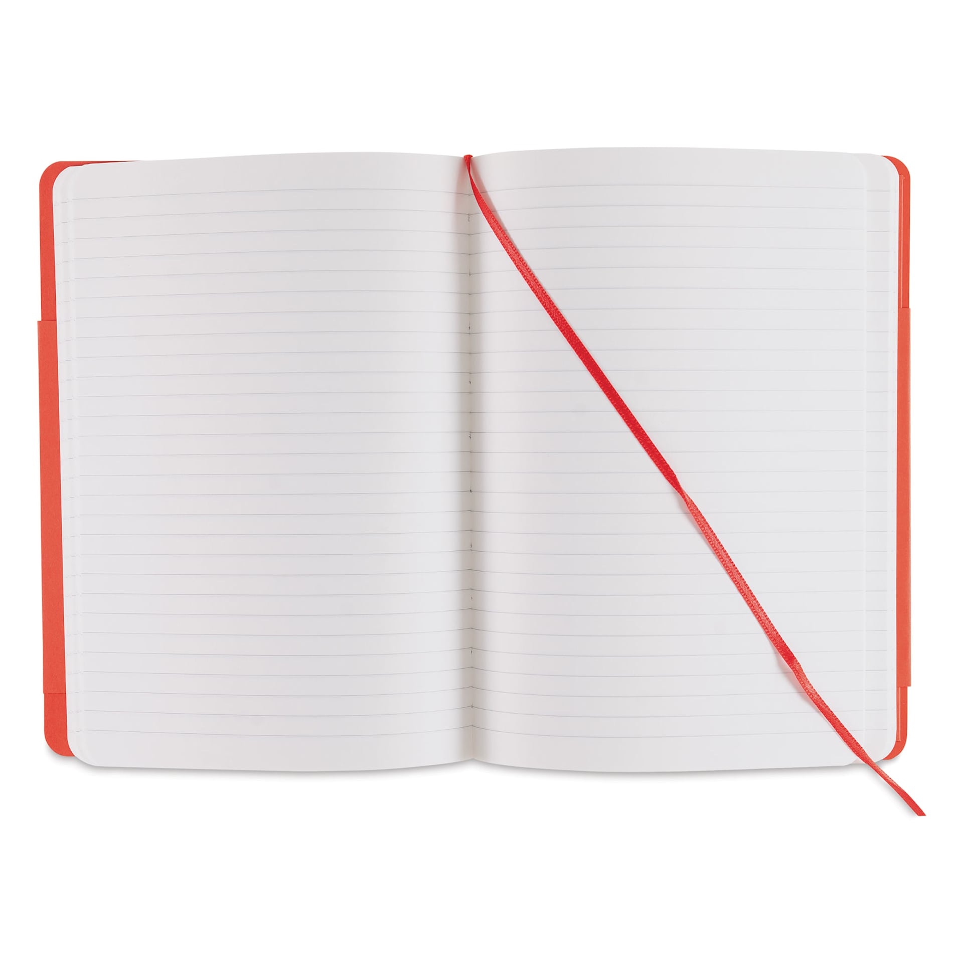 Fabriano EcoQua Plus Stitch-Bound Notebook - Red, 5-4/5" x 8-1/4", Lined, open