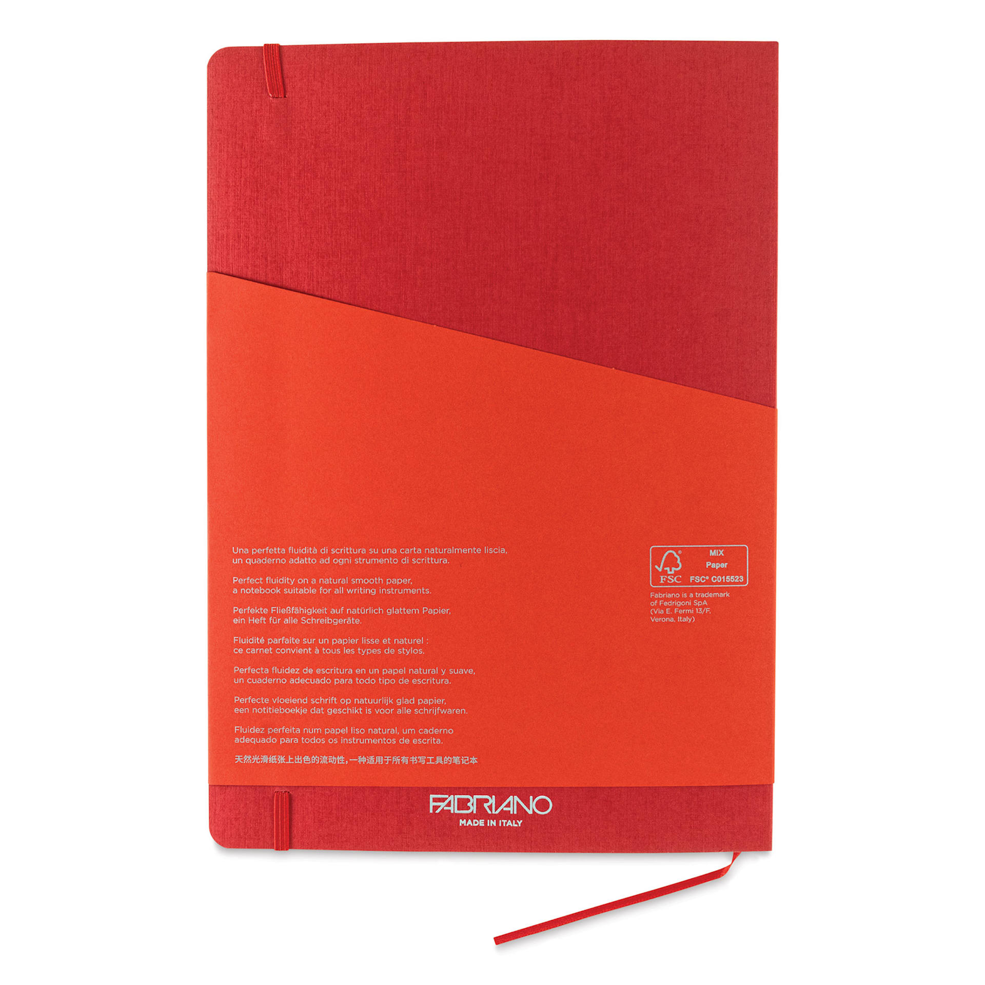 Fabriano EcoQua Plus Stitch-Bound Notebook - Red, 8-1/4" x 11-3/4", Dot Grid, back cover