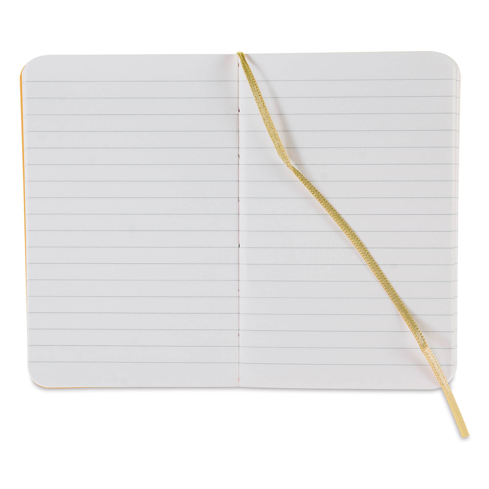 Fabriano EcoQua Plus Stitch-Bound Notebook - Yellow, 3-1/2" x 5-1/2", Lined, open
