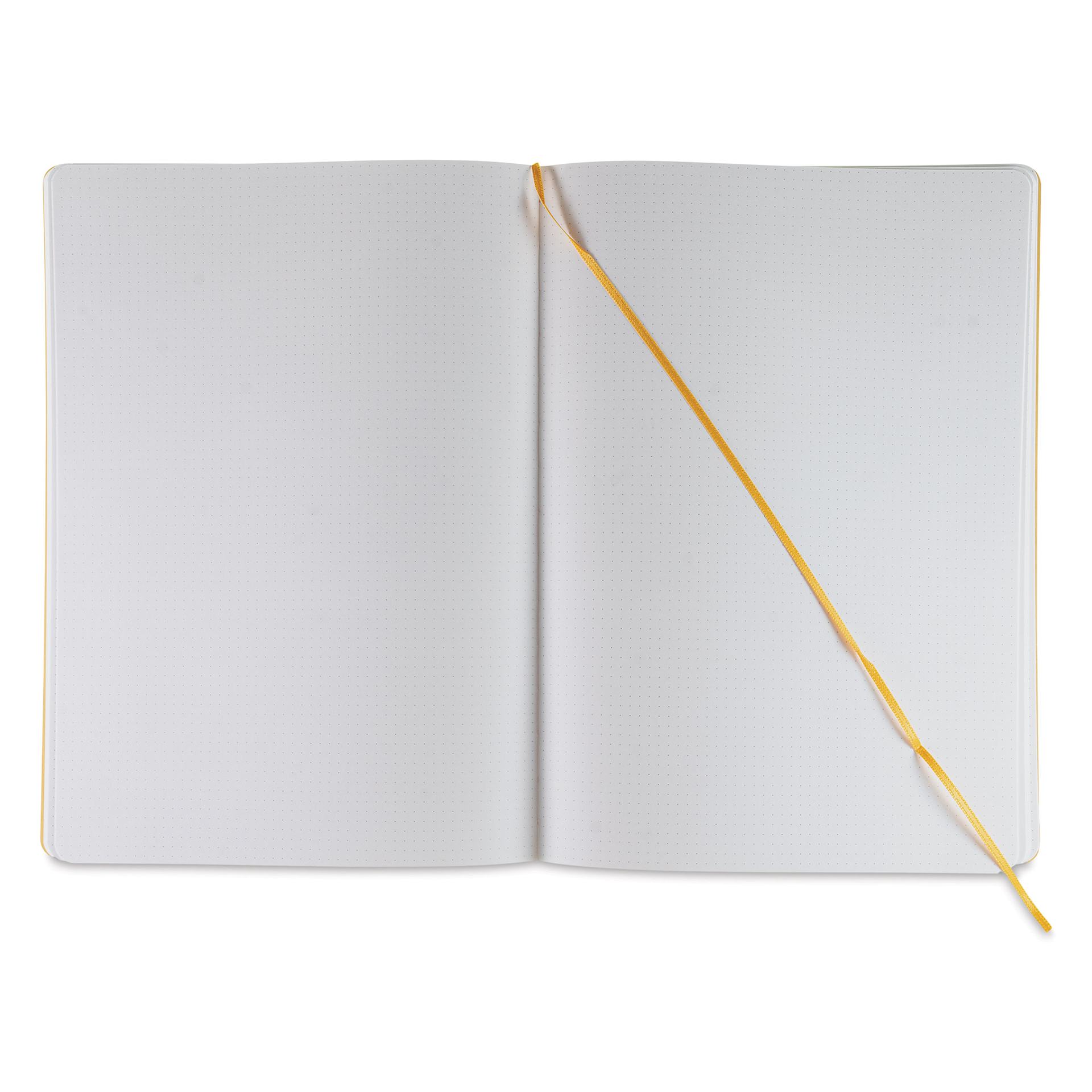 Fabriano EcoQua Plus Stitch-Bound Notebook - Yellow, 8-1/4" x 11-3/4", Dot Grid, open