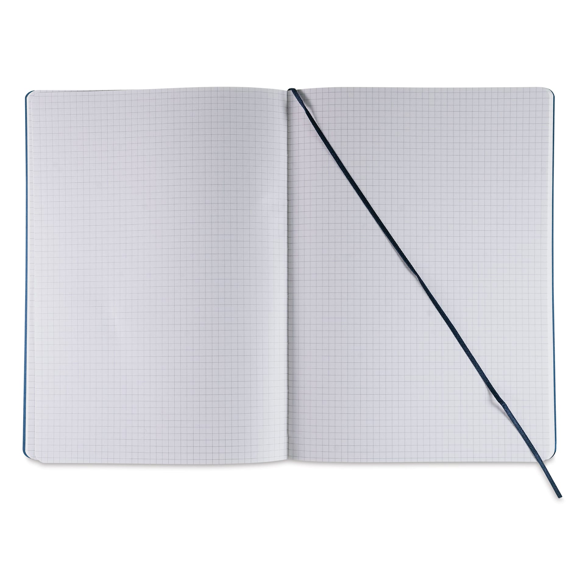 Fabriano EcoQua Plus Stitch-Bound Notebook - Navy, 8-1/4" x 11-3/4", Grid, open