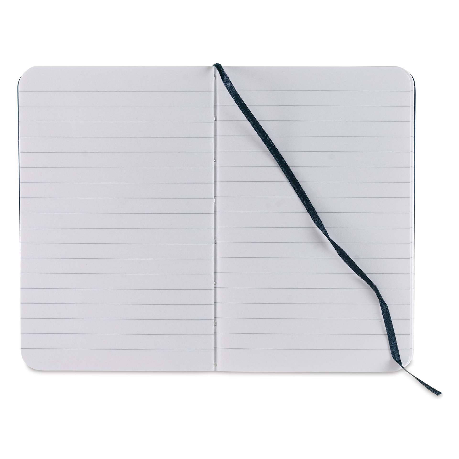 Fabriano EcoQua Plus Stitch-Bound Notebook - Navy, 3-1/2" x 5-1/2", Lined, open