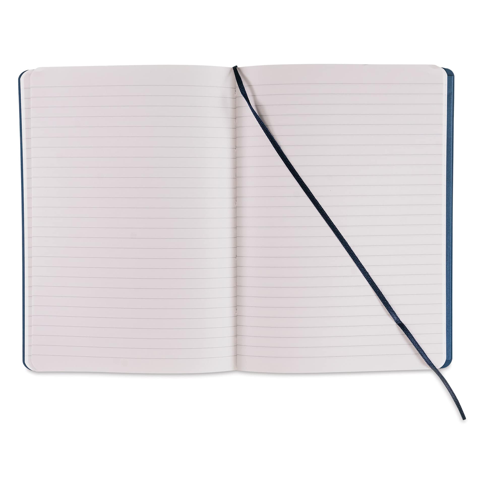 Fabriano EcoQua Plus Stitch-Bound Notebook - Navy, 5-4/5" x 8-1/4", Lined, open