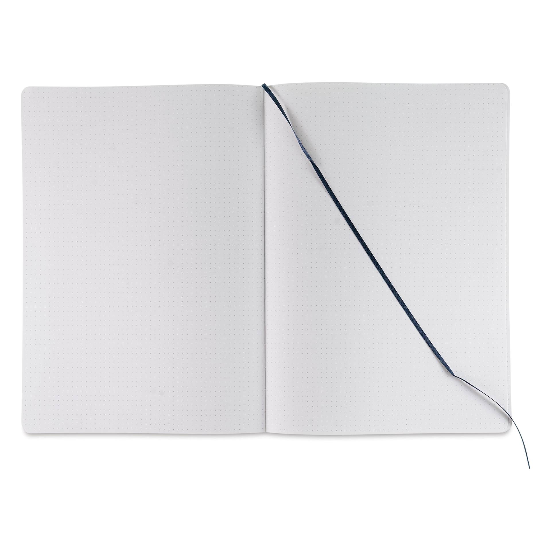 Fabriano EcoQua Plus Stitch-Bound Notebook - Navy, 8-1/4" x 11-3/4", Dot Grid, open