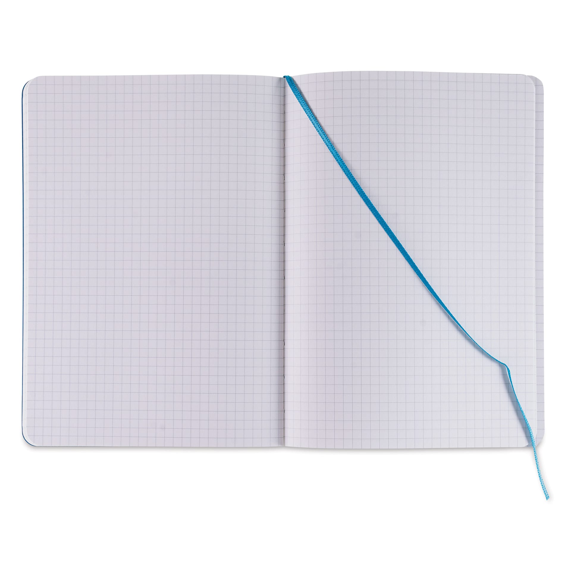Fabriano EcoQua Plus Stitch-Bound Notebook - Turquoise, 5-4/5" x 8-1/4", Grid, open