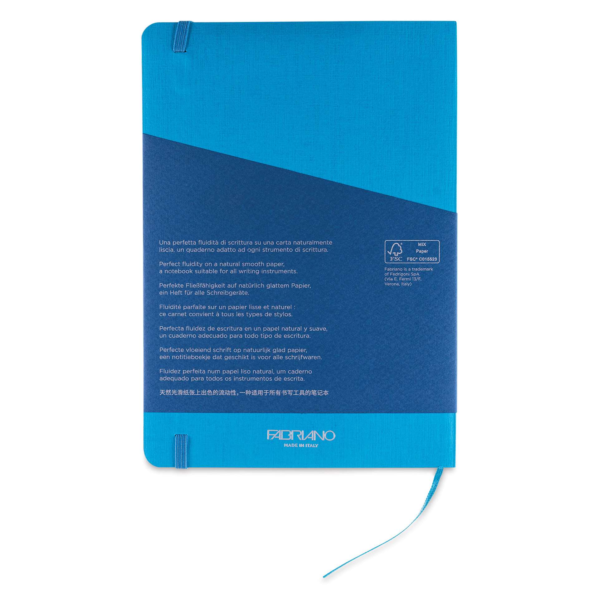 Fabriano EcoQua Plus Stitch-Bound Notebook - Turquoise, 5-4/5" x 8-1/4", Grid, back cover