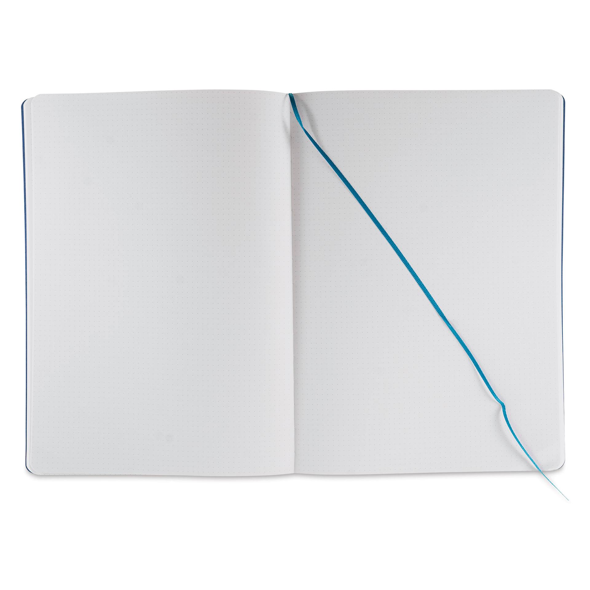 Fabriano EcoQua Plus Stitch-Bound Notebook - Turquoise, 8-1/4" x 11-3/4", Dot Grid, open
