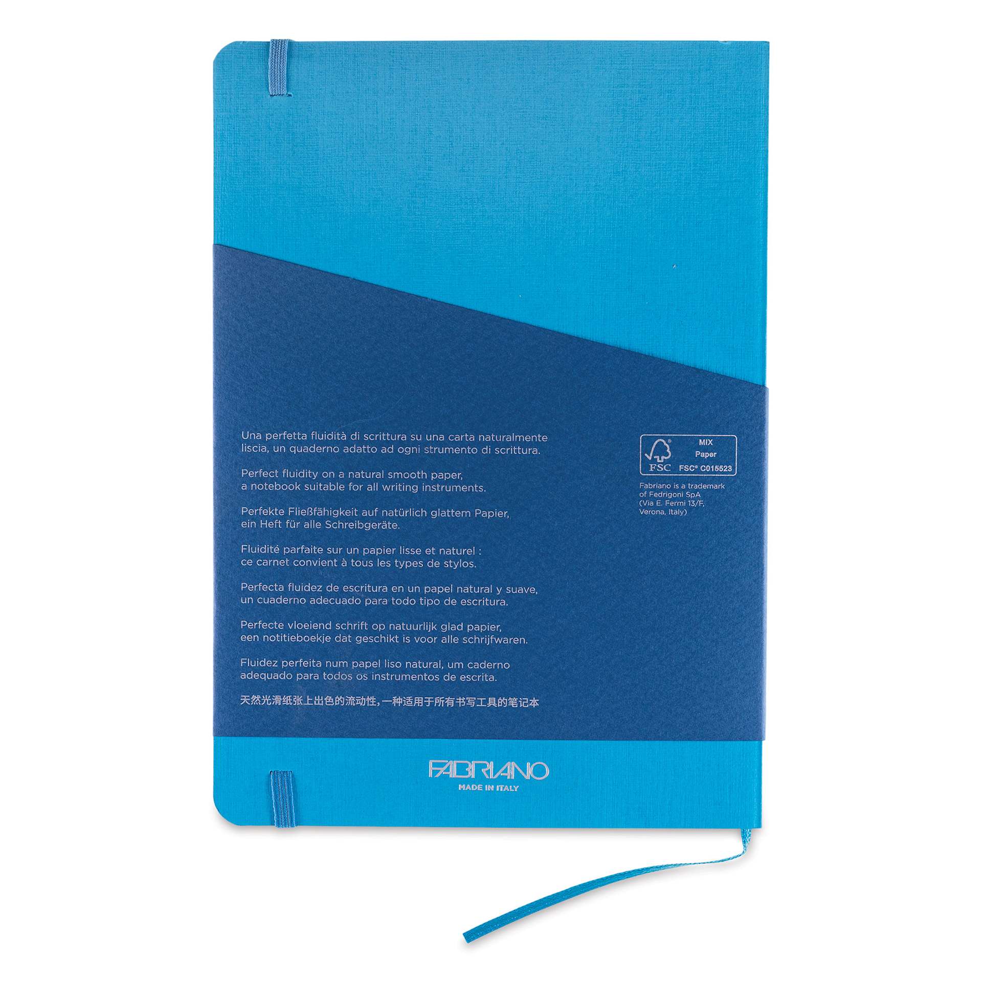 Fabriano EcoQua Plus Stitch-Bound Notebook - Turquoise, 8-1/4" x 11-3/4", Dot Grid, back cover