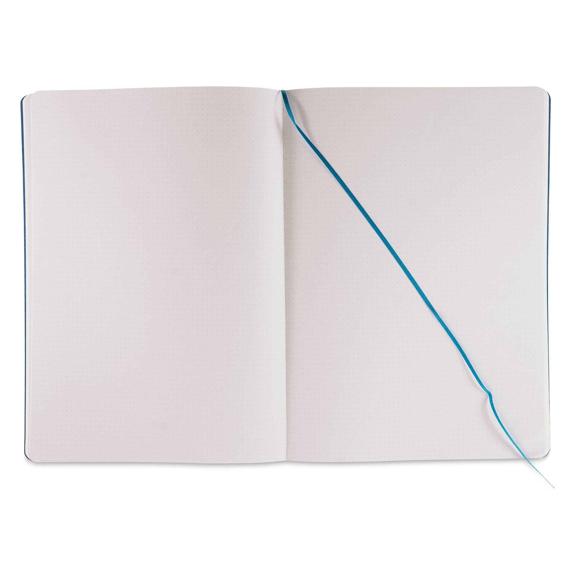 Fabriano EcoQua Plus Stitch-Bound Notebook - Turquoise, 5-4/5" x 8-1/4", Dot Grid, open