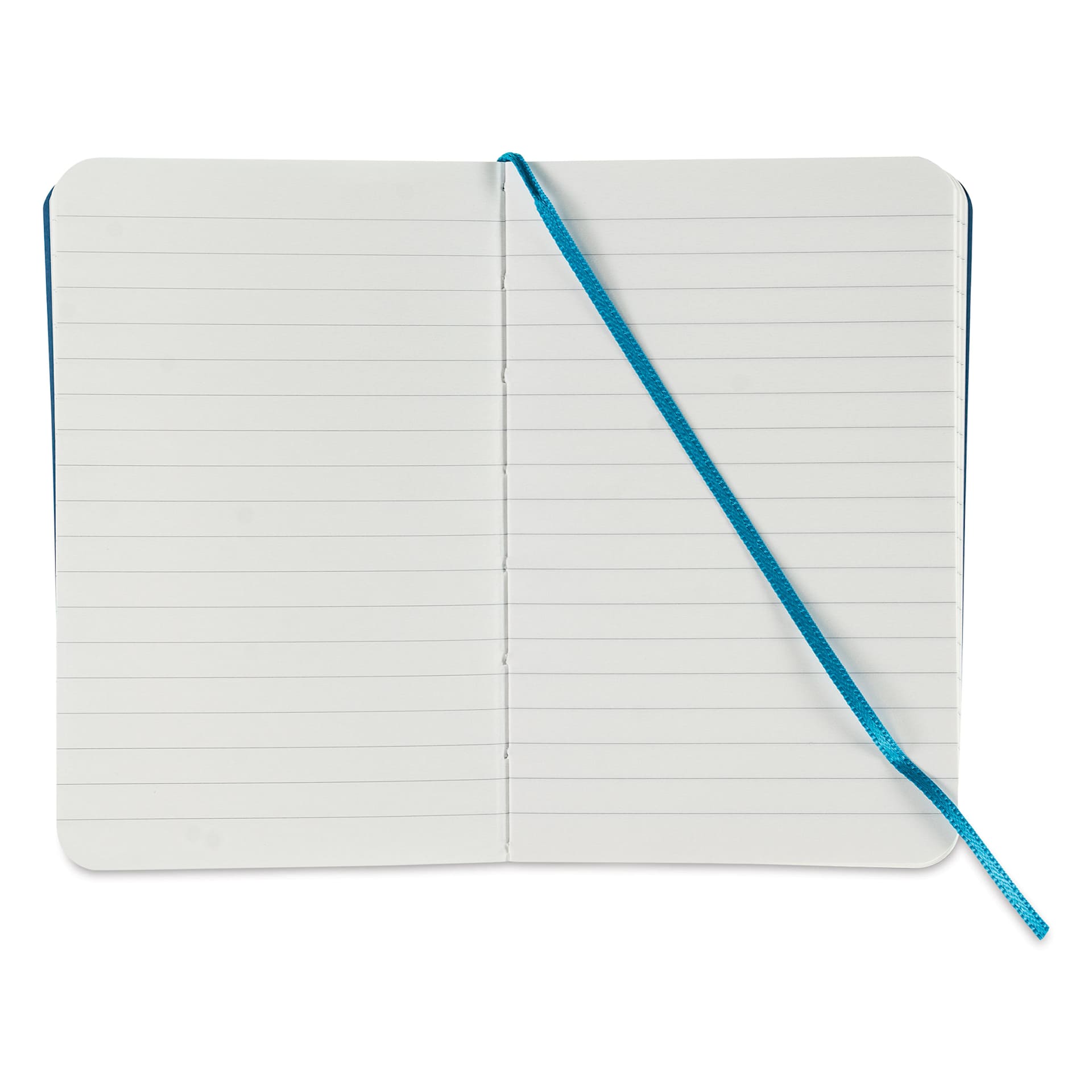 Fabriano EcoQua Plus Stitch-Bound Notebook - Turquoise, 3-1/2" x 5-1/2", Lined, open