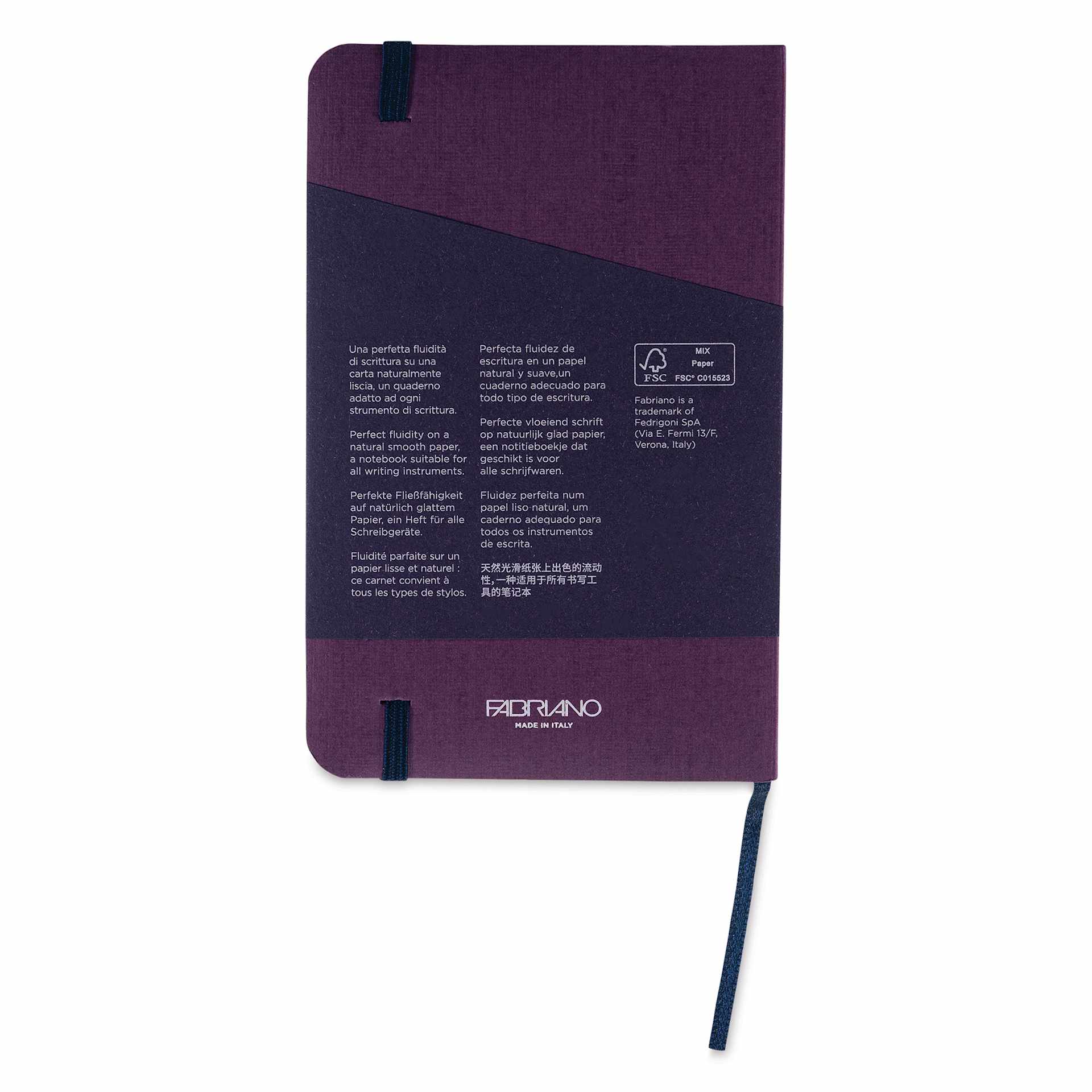 Fabriano EcoQua Plus Stitch-Bound Notebook - Wine, 3-1/2" x 5-1/2", Grid, back cover