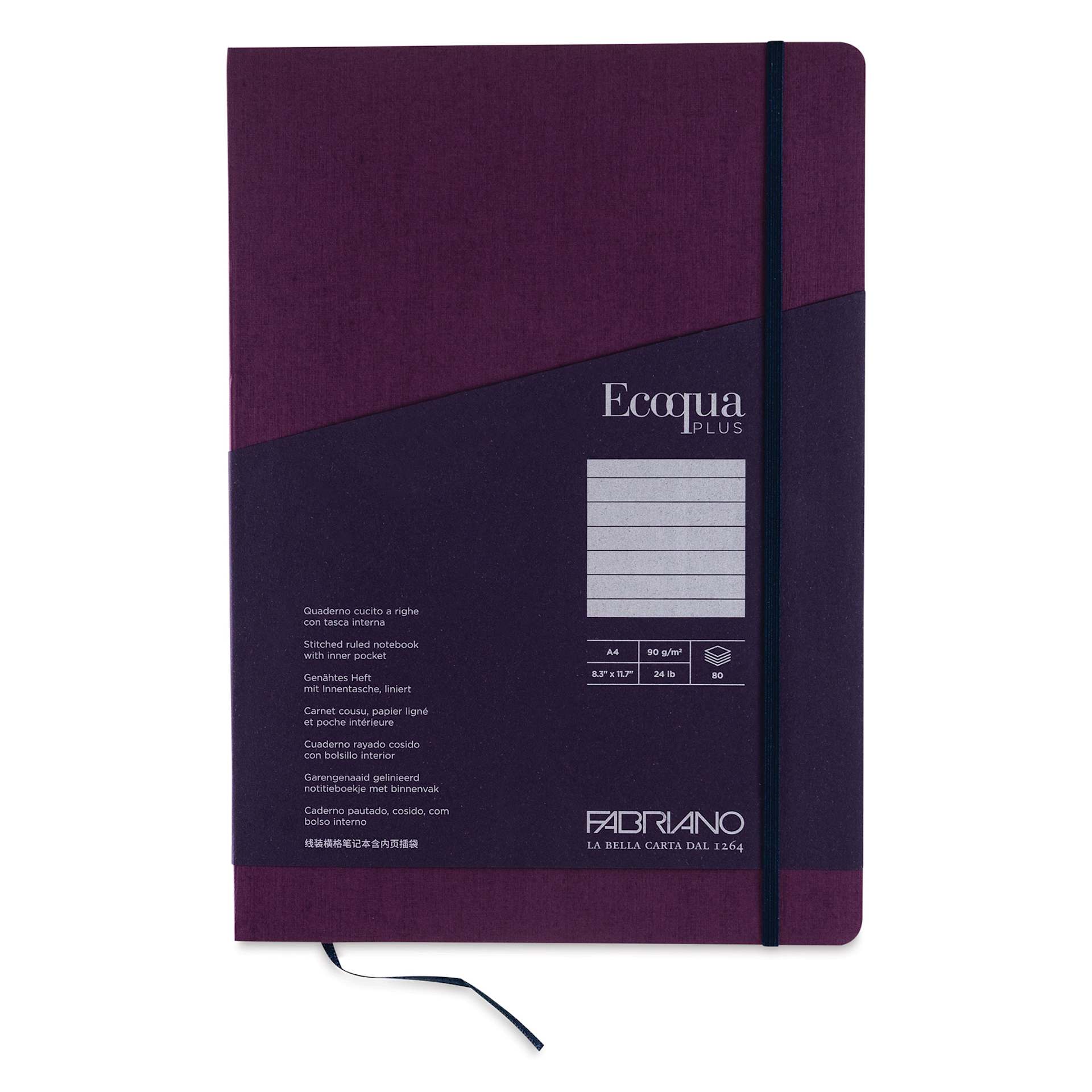 Fabriano EcoQua Plus Stitch-Bound Notebook - Wine, 8-1/4" x 11-3/4", Lined, front cover