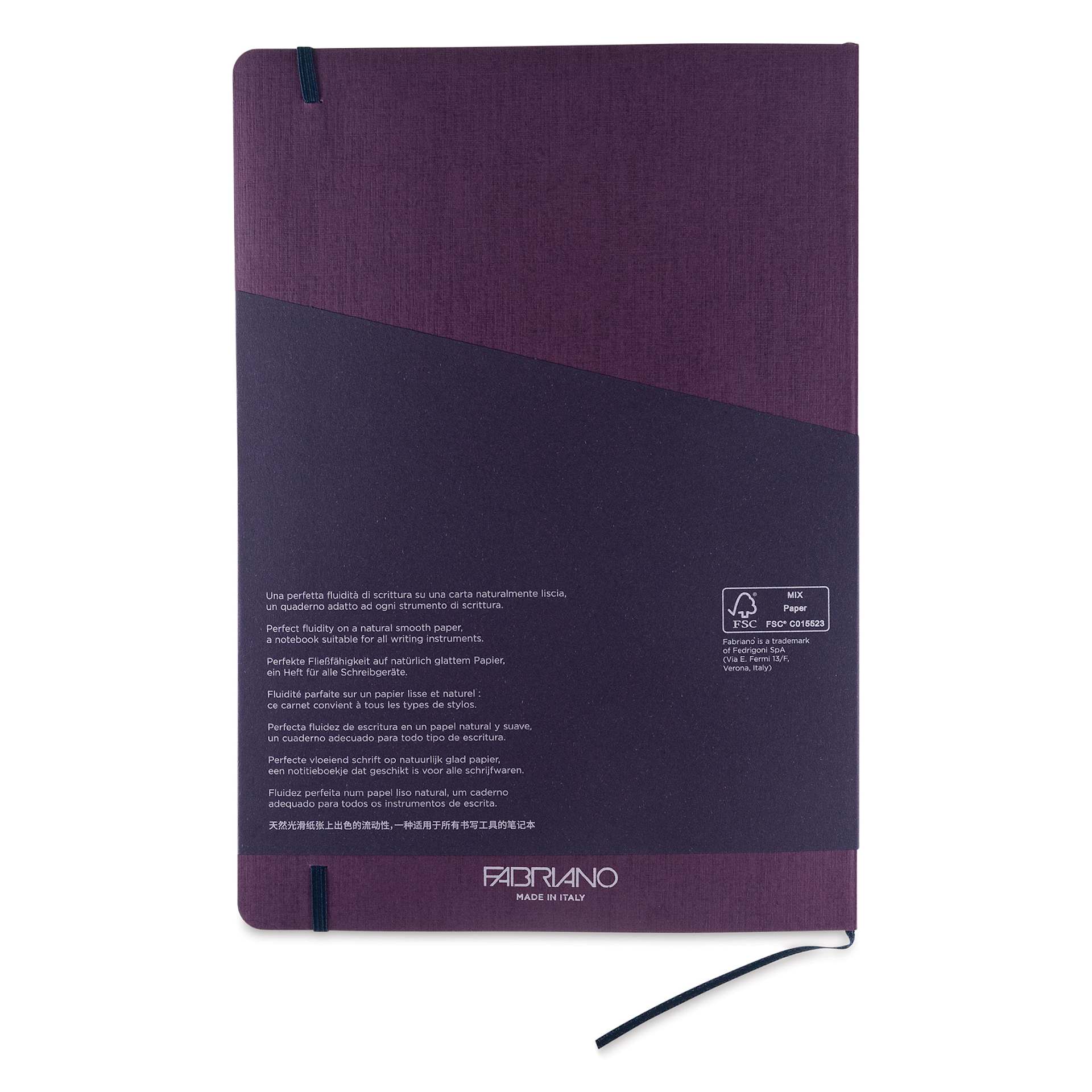 Fabriano EcoQua Plus Stitch-Bound Notebook - Wine, 8-1/4" x 11-3/4", Dot Grid, back cover