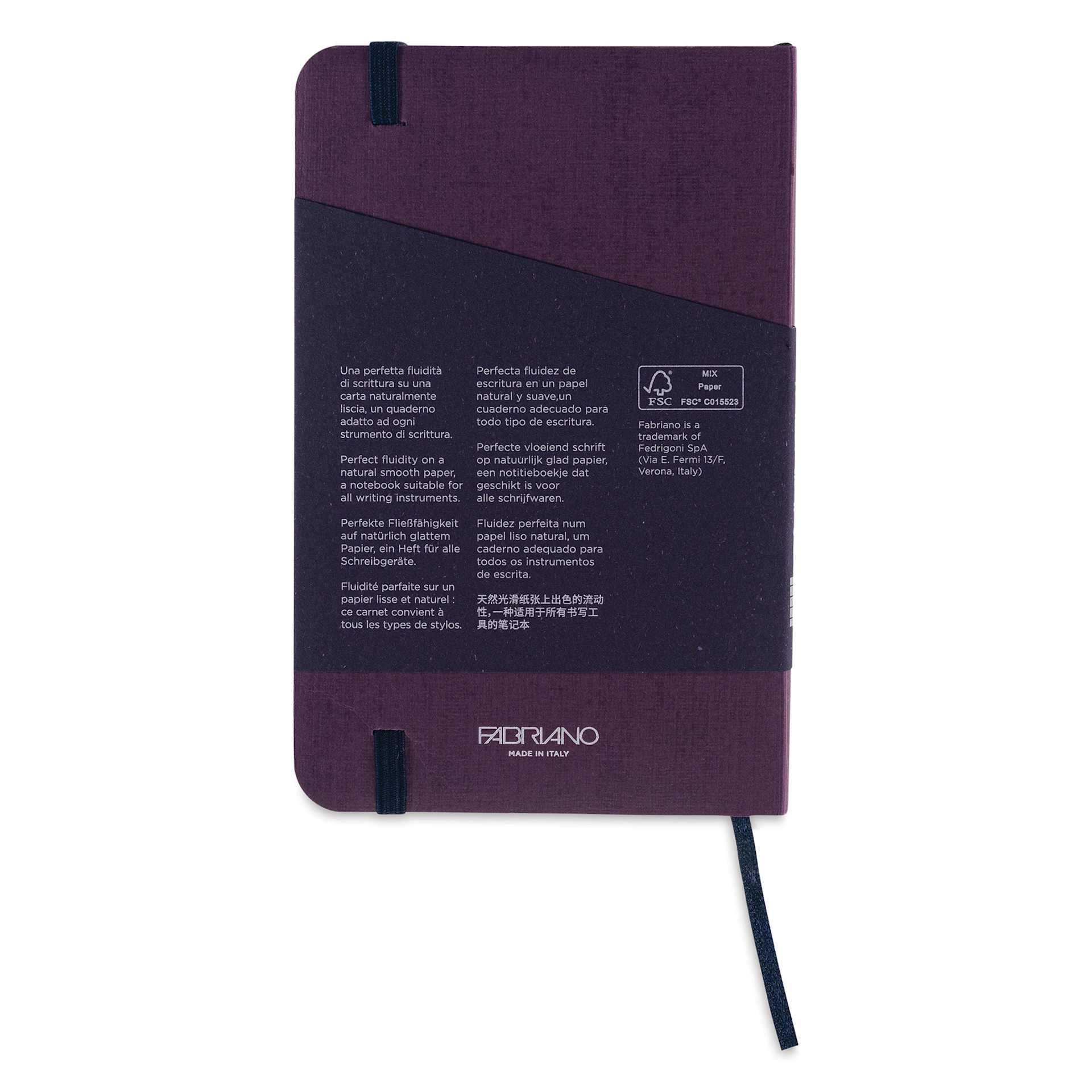 Fabriano EcoQua Plus Stitch-Bound Notebook - Wine, 3-1/2" x 5-1/2", Dot Grid, back cover