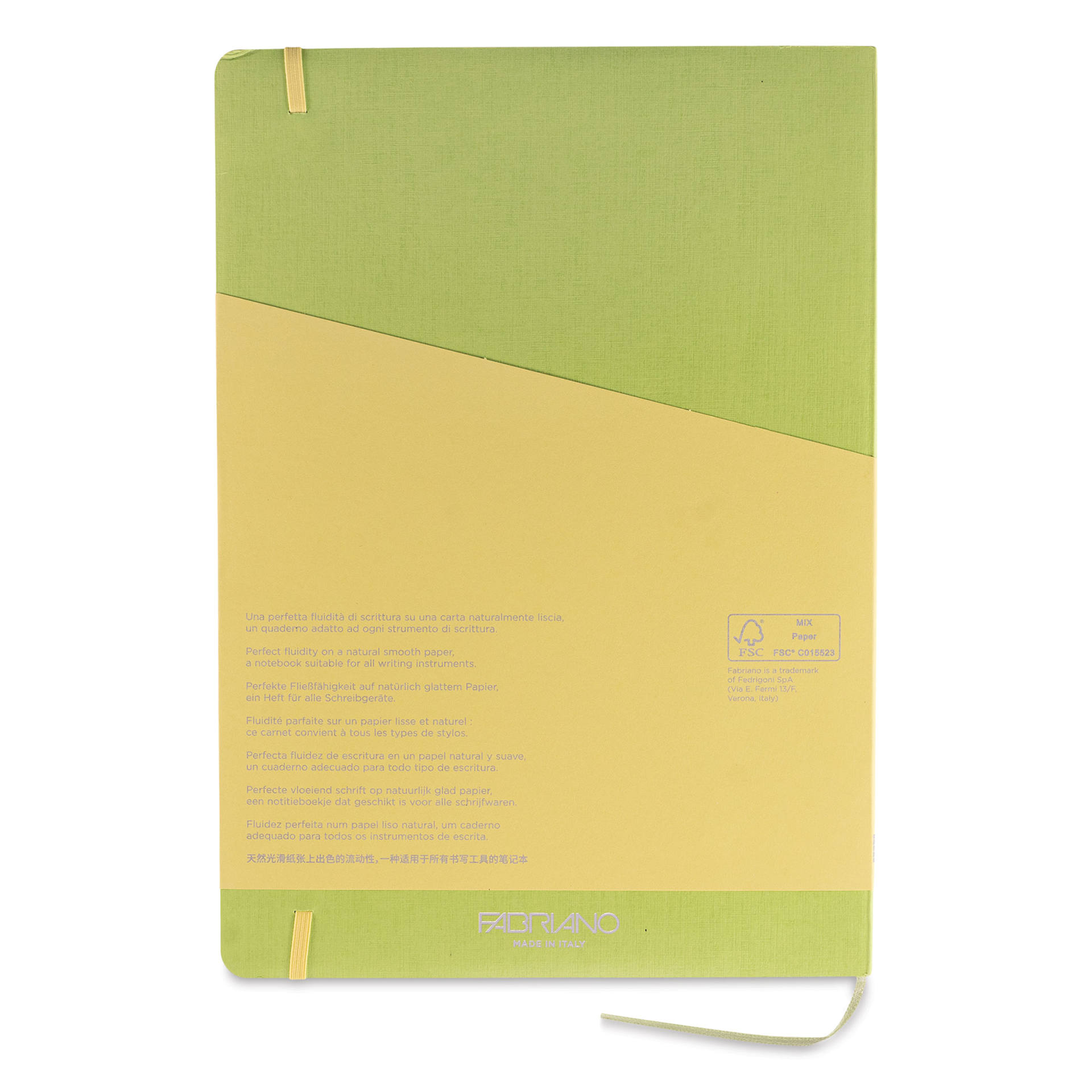 Fabriano EcoQua Plus Stitch-Bound Notebook - Lime, 8-1/4" x 11-3/4", Lined, back cover
