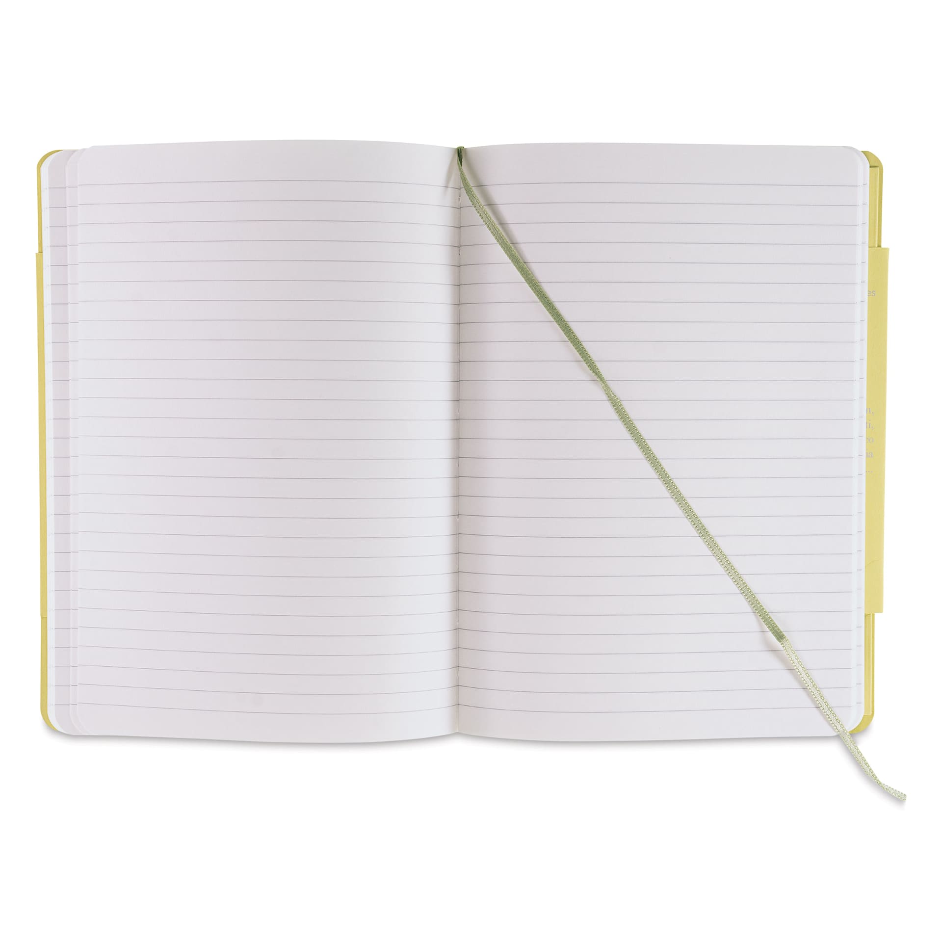 Fabriano EcoQua Plus Stitch-Bound Notebook - Lime, 5-4/5" x 8-1/4", Lined, open