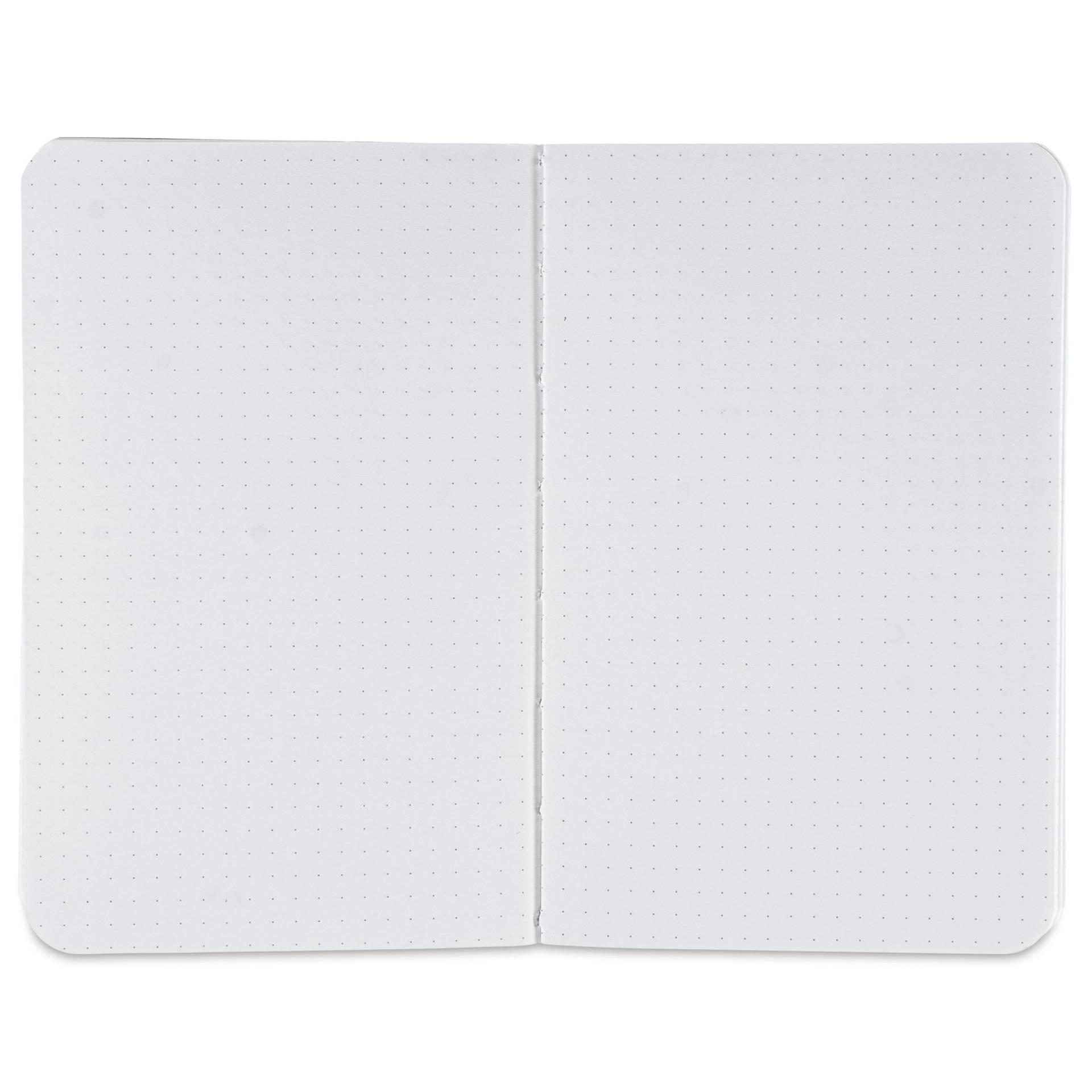 Fabriano Ecoqua Plus Fabric-Bound Notebook - Black, 3-1/2" x 5-1/2", Dot Grid, open